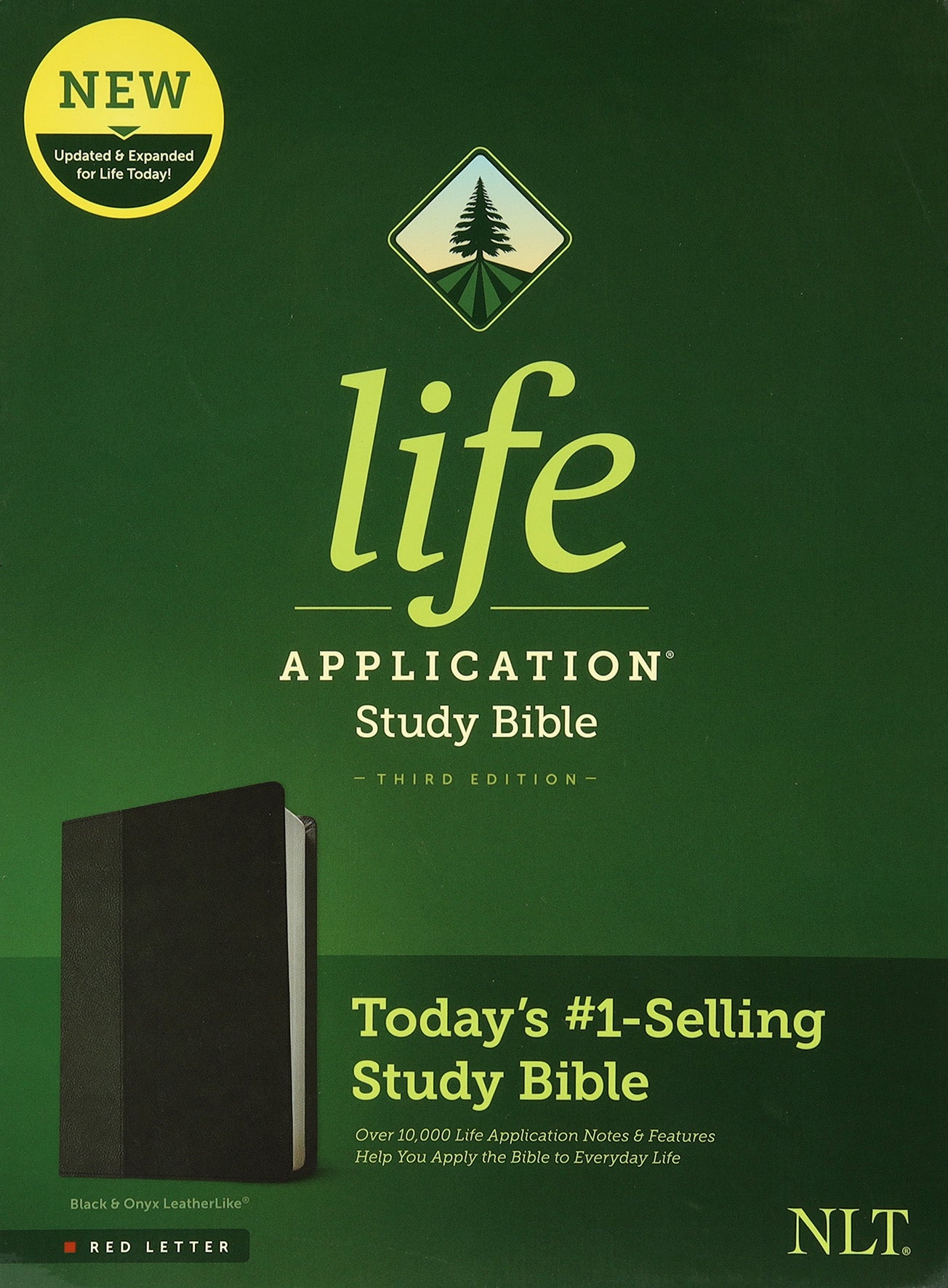 Cover of NLT Life Application Study Bible Red Letter Edition in Black leather