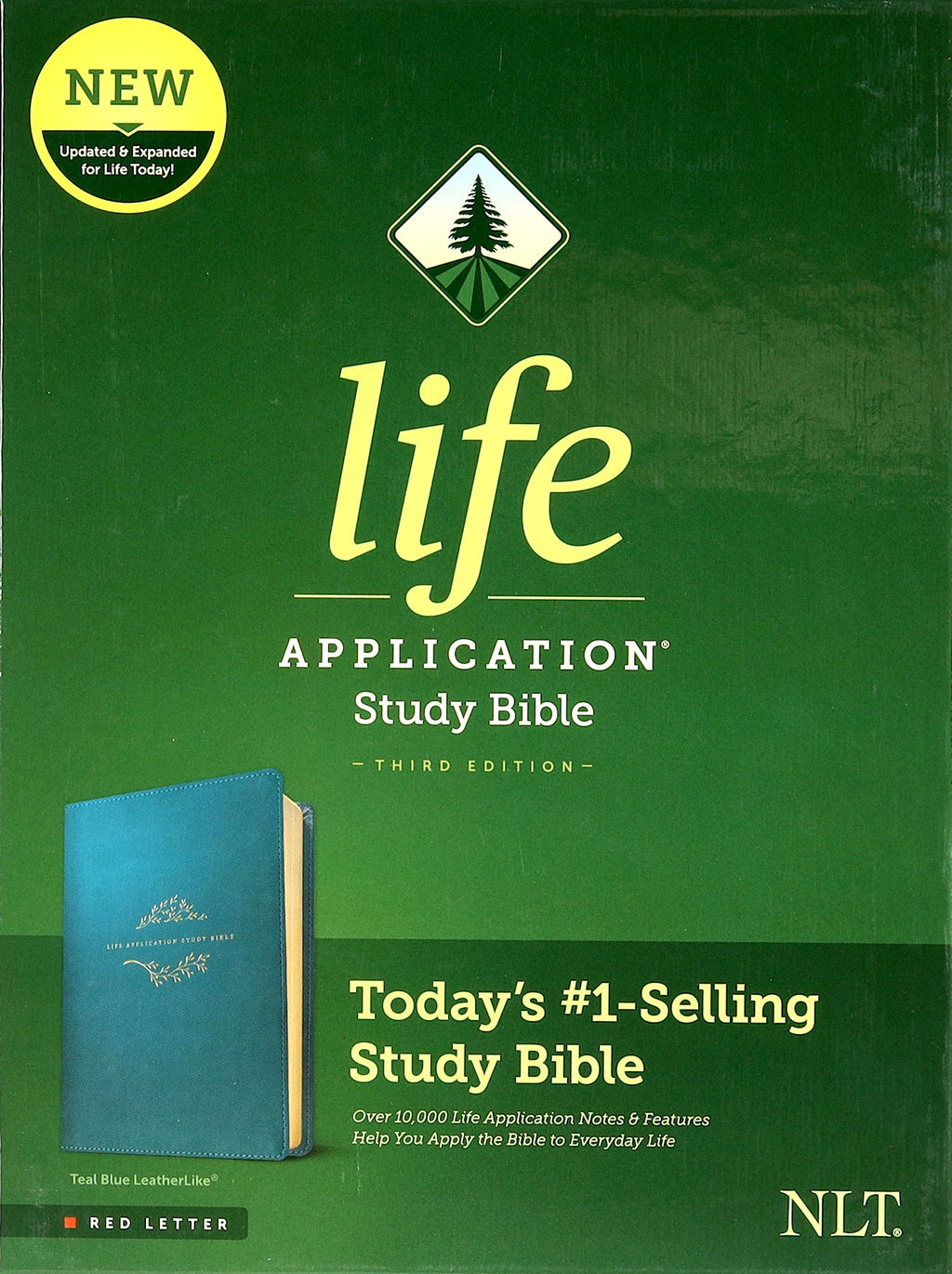 New Living Translation Bible Study Bible with teal blue cover and red letter edition