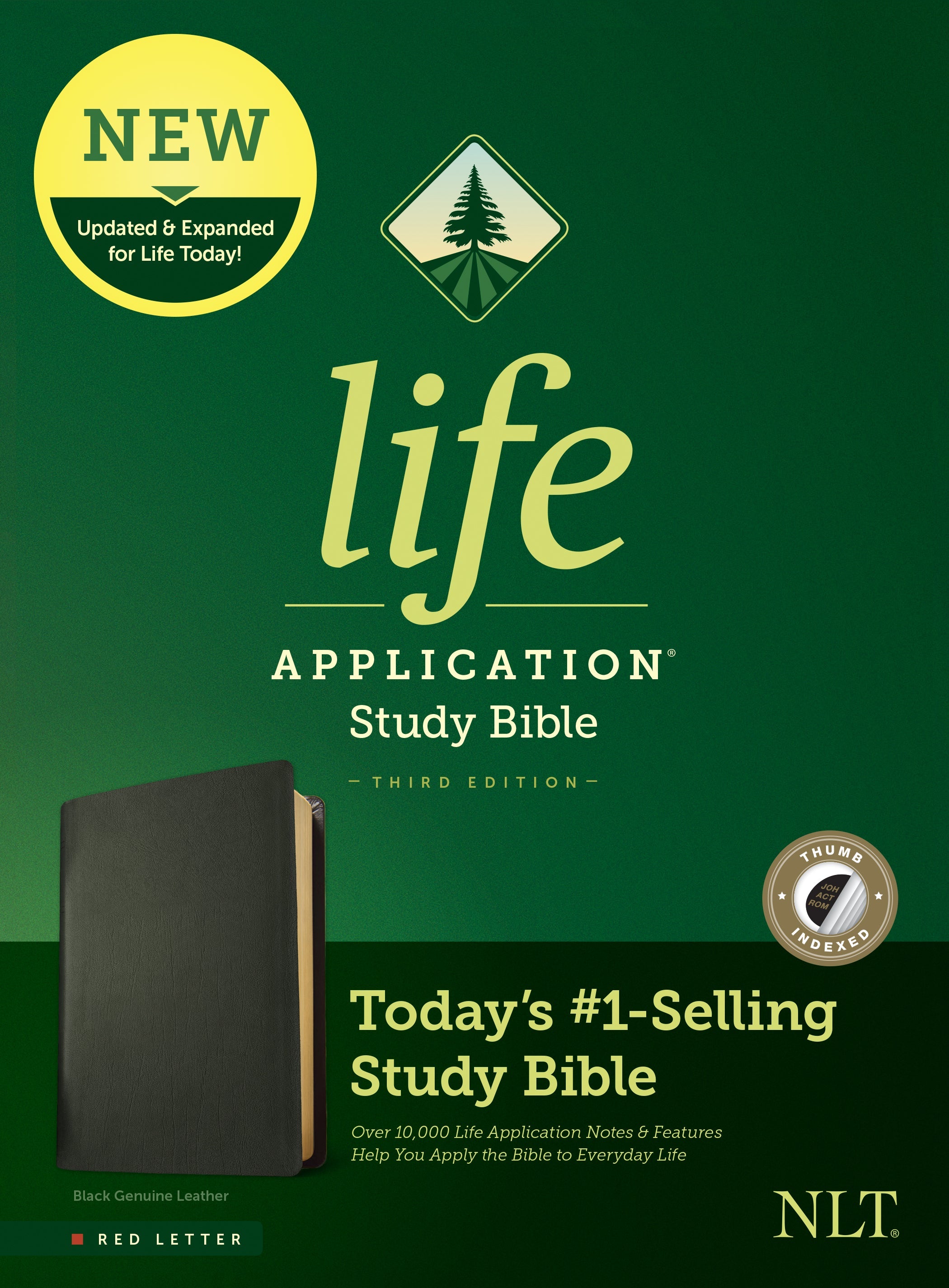 Black indexed NLT Life Application Study Bible, 3rd edition with red letter edition
