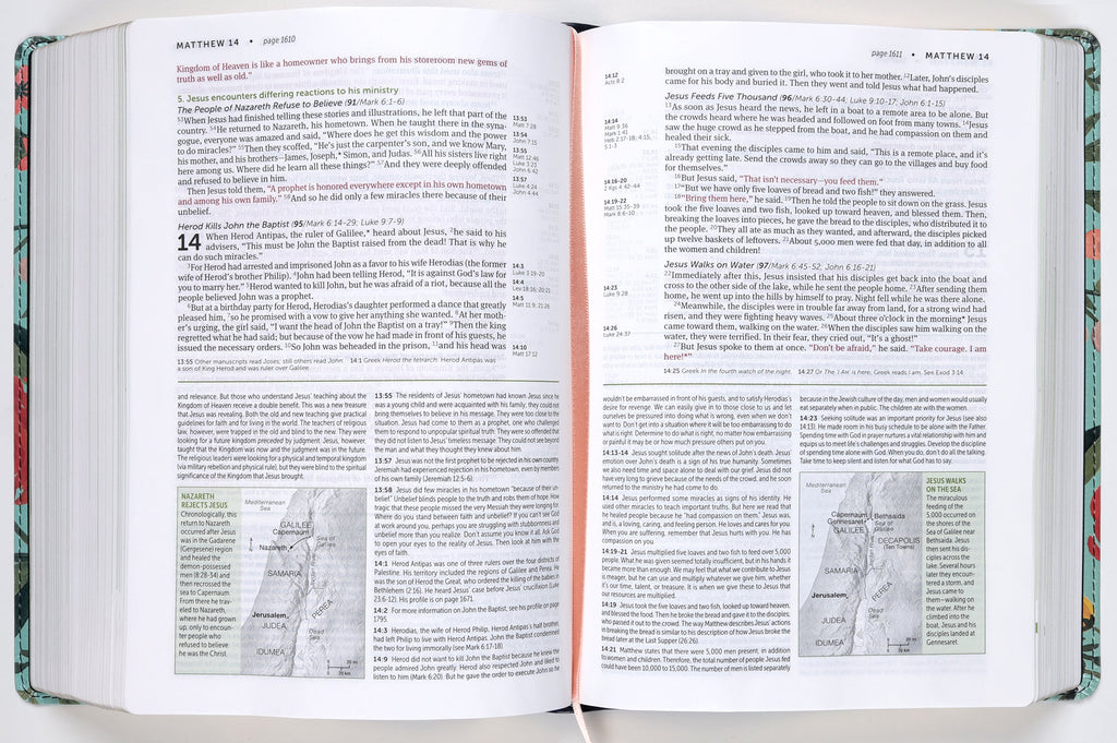 NLT Life Application Study Bible, Red Letter Edition, 3rd Edition, on a bookshelf
