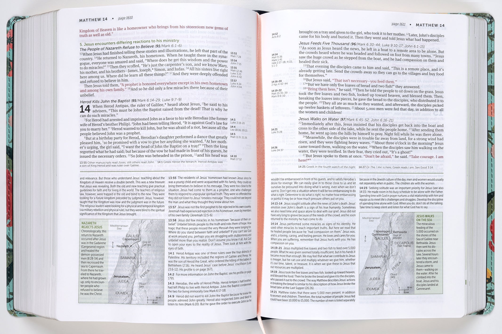 NLT Life Application Study Bible, Red Letter Edition, 3rd Edition, on a bookshelf
