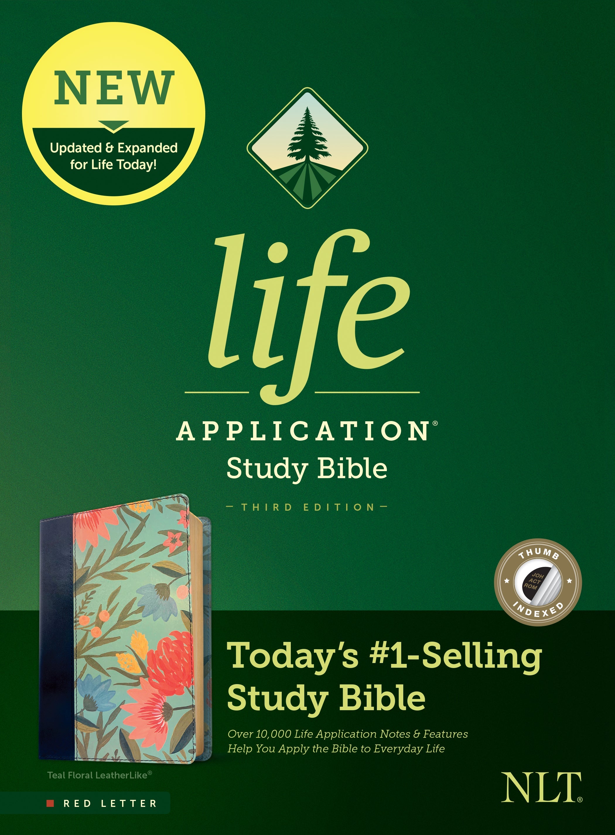 NLT Life Application Study Bible - Teal Floral Indexed, Red Letter Edition Bible Study Guide