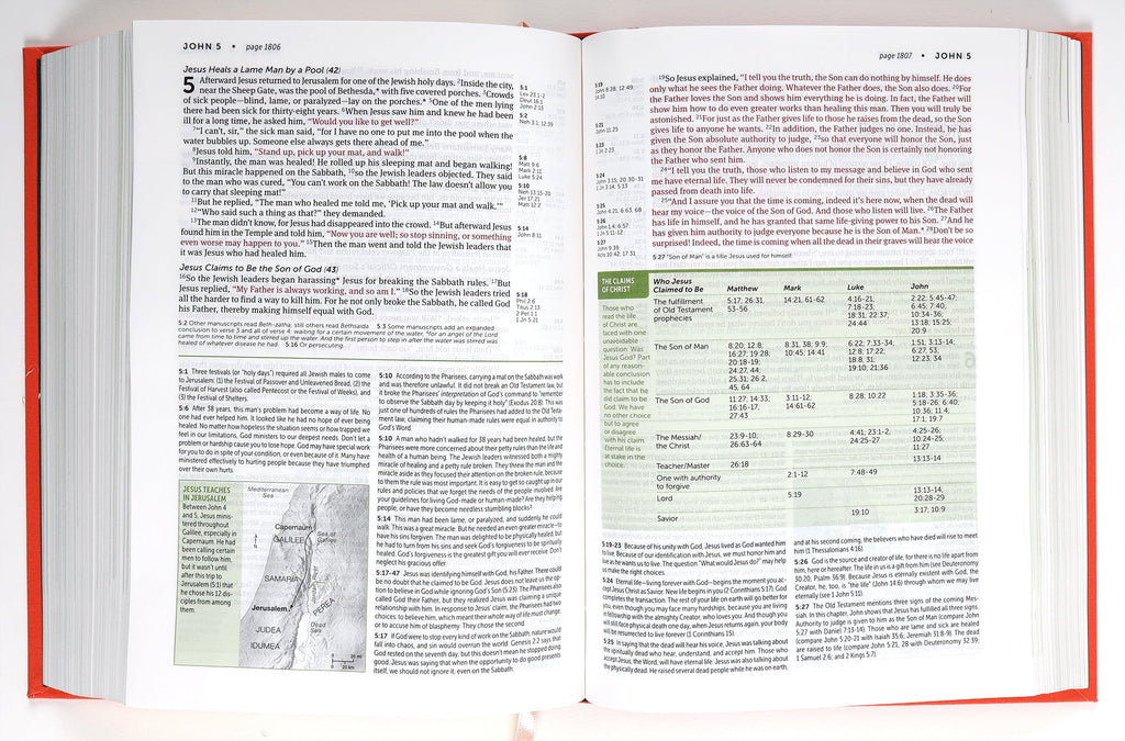 NLT Life Application Study Bible, 3rd Edition, Christian Bible, Coral, Red Letter Study