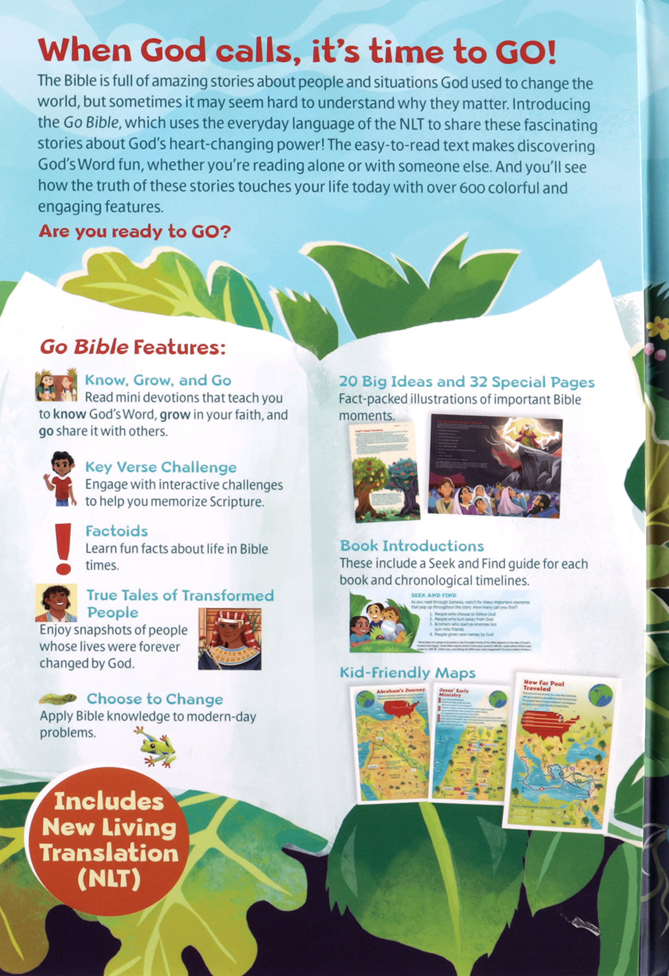 NLT Go Bible for Kids, a Bible designed for young readers and learners.