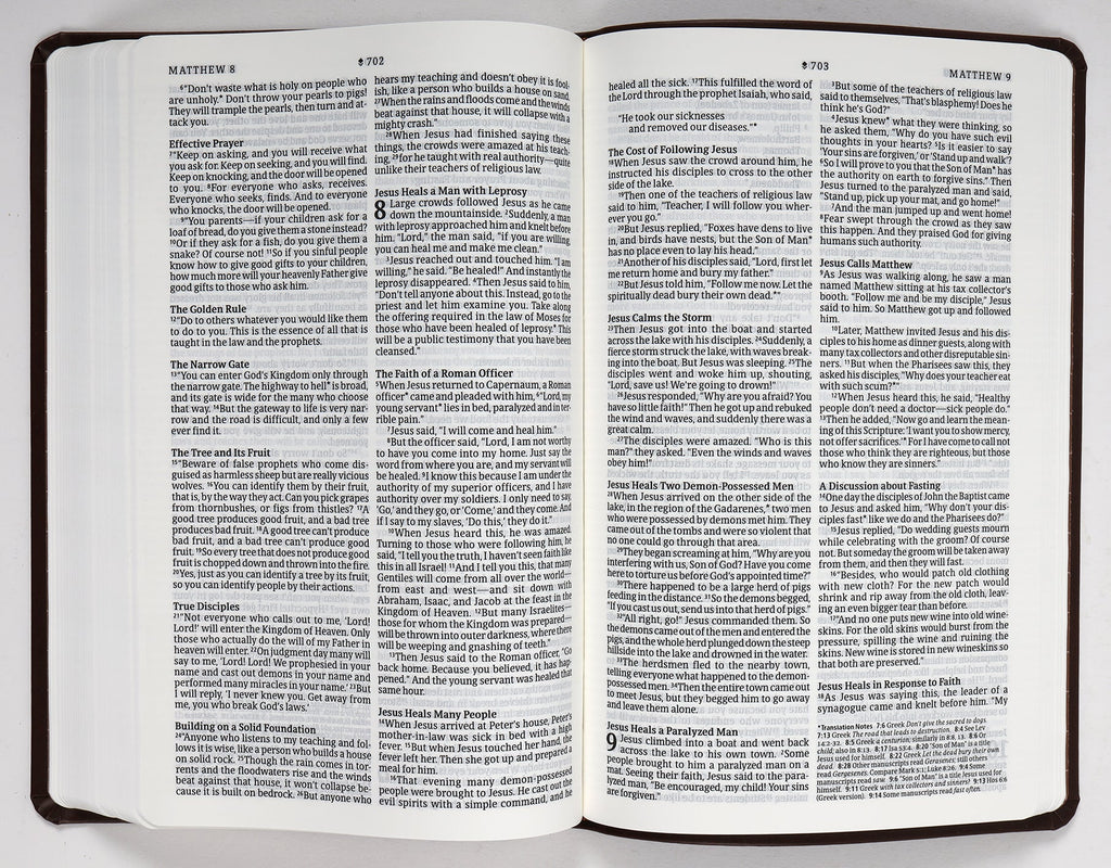 Front cover of NLT Premium Value Thinline Bible Filament Enabled Edition, dark brown leather cover