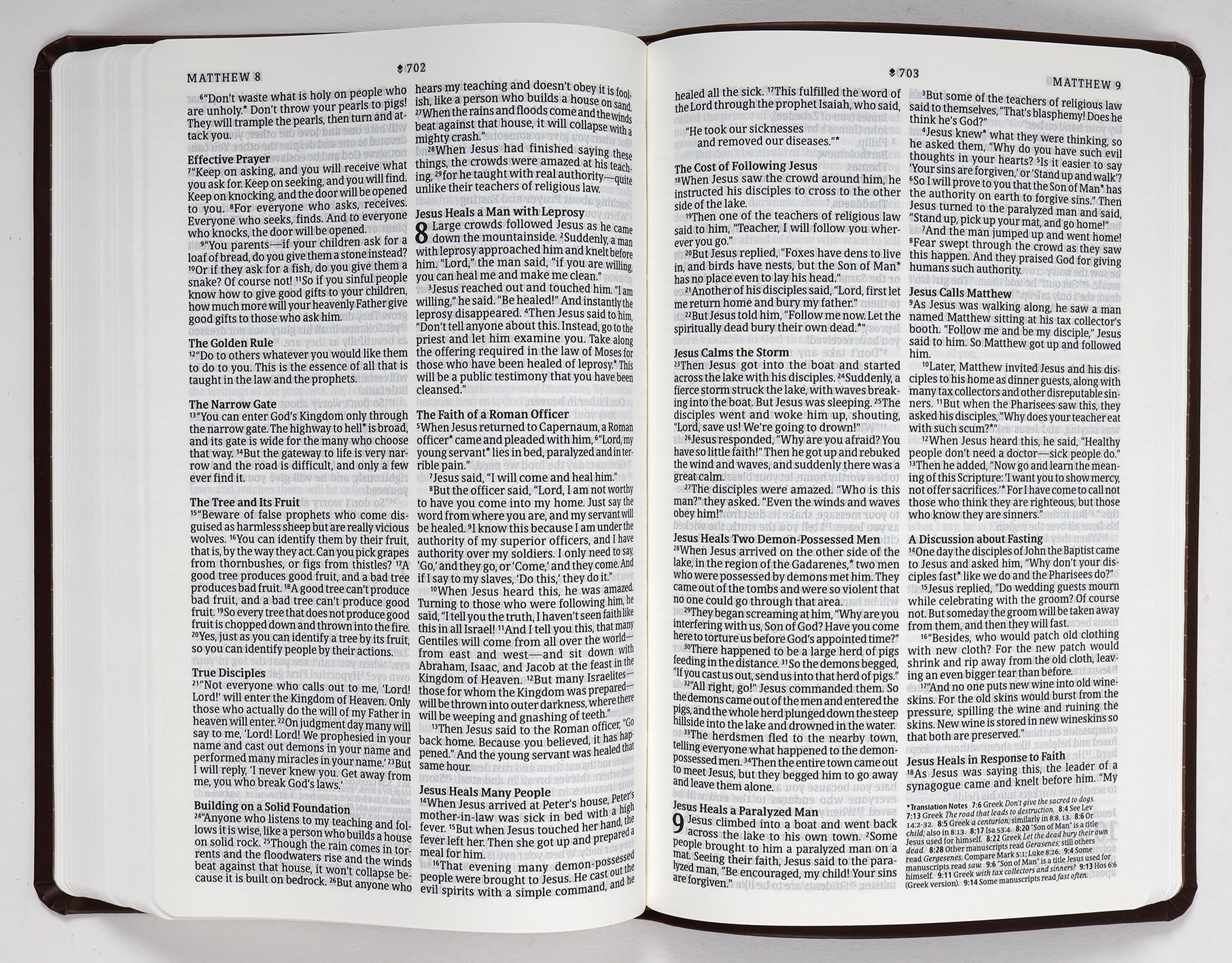 Front cover of NLT Premium Value Thinline Bible Filament Enabled Edition, dark brown leather cover
