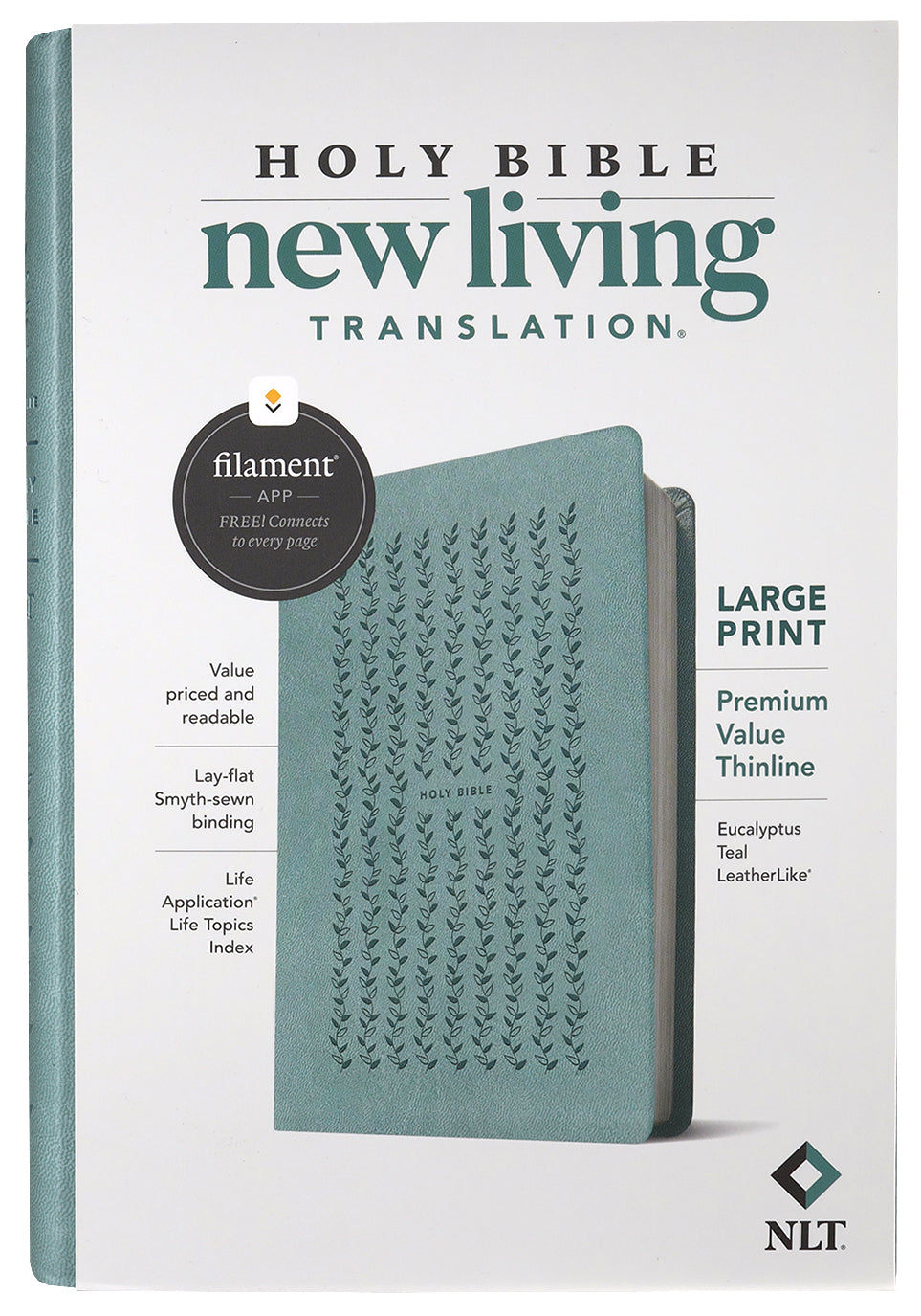 NLT Large Print Thinline Bible with Filament Enabled Eucalyptus Teal Cover