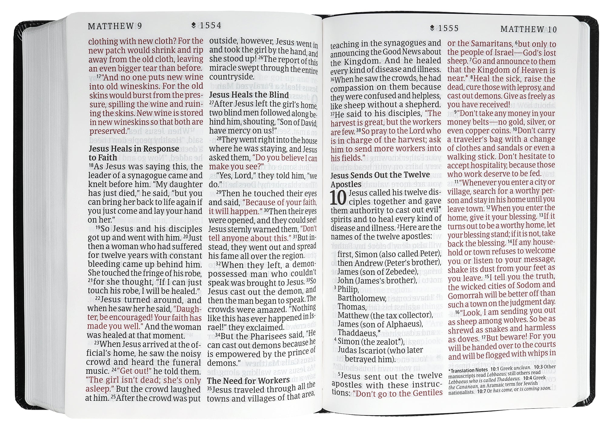 Close-up of NLT New Living Translation Bible with Filament Enabled Edition, Super Giant Print, Peony Rich Teal, Red Letter