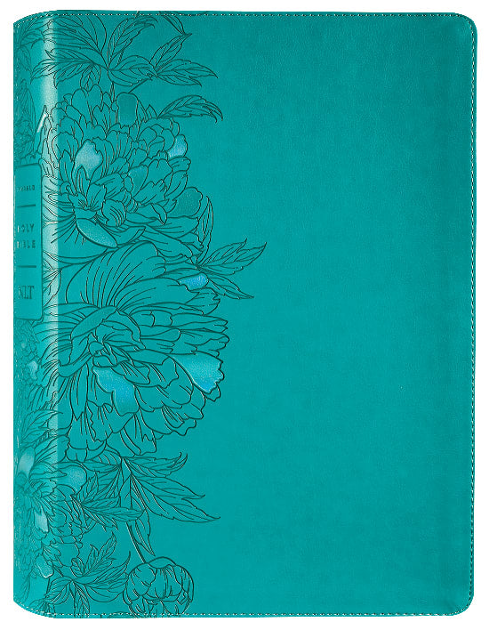 NLT New Living Translation Bible with Filament Enabled Edition, Super Giant Print, Peony Rich Teal, Red Letter