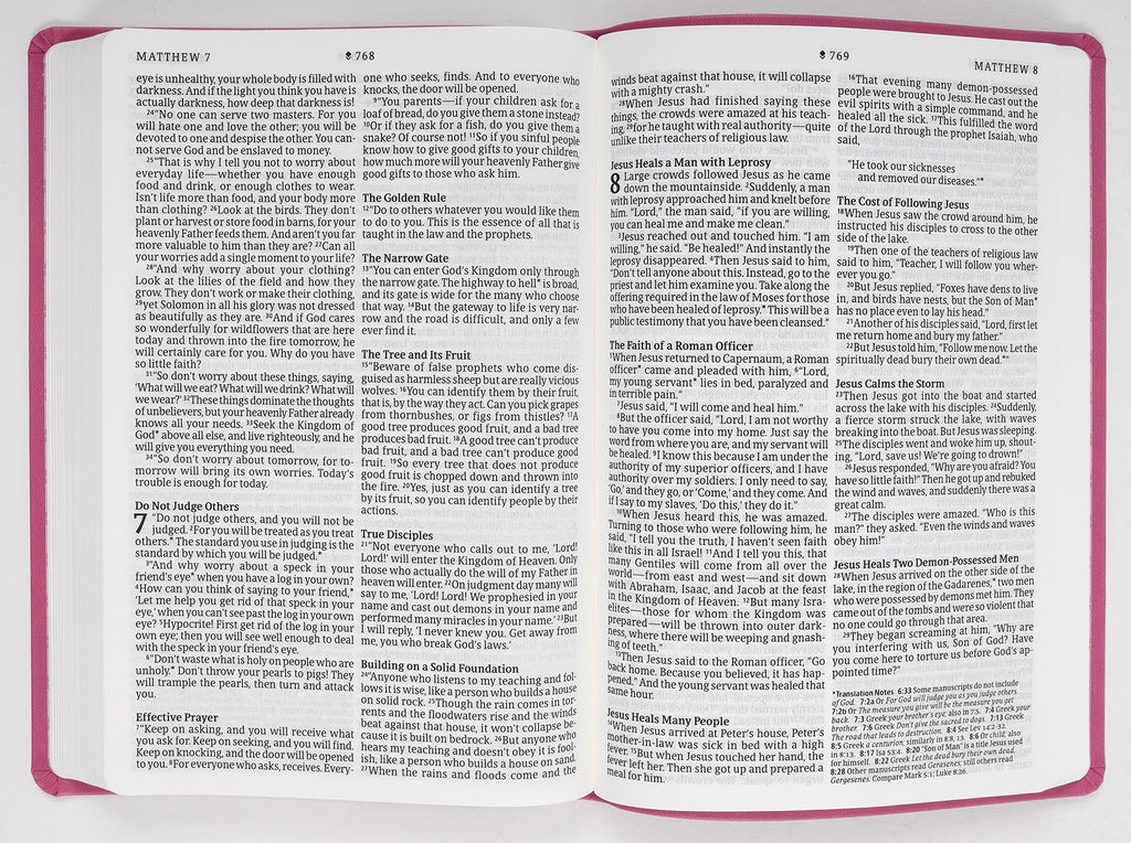 Back cover or details of Garden Pink Large Print NLT Bible with Filament Enabled Edition