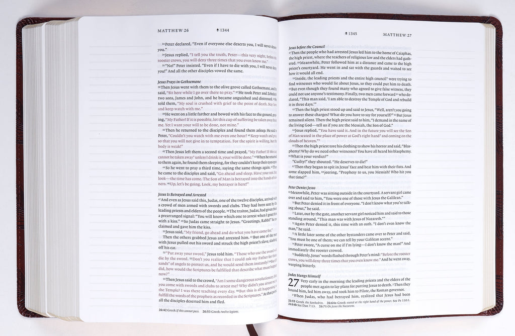 NLT Wide Margin Bible in red letter edition with journaling space