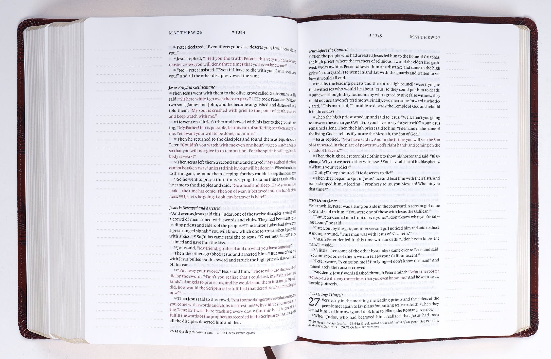 NLT Wide Margin Bible in red letter edition with journaling space