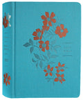 NLT Wide Margin Bible with Ocean Blue Floral design, filament enabled edition, red letter edition.