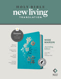 NLT Wide Margin Bible with Ocean Blue Floral design and filament enabled edition