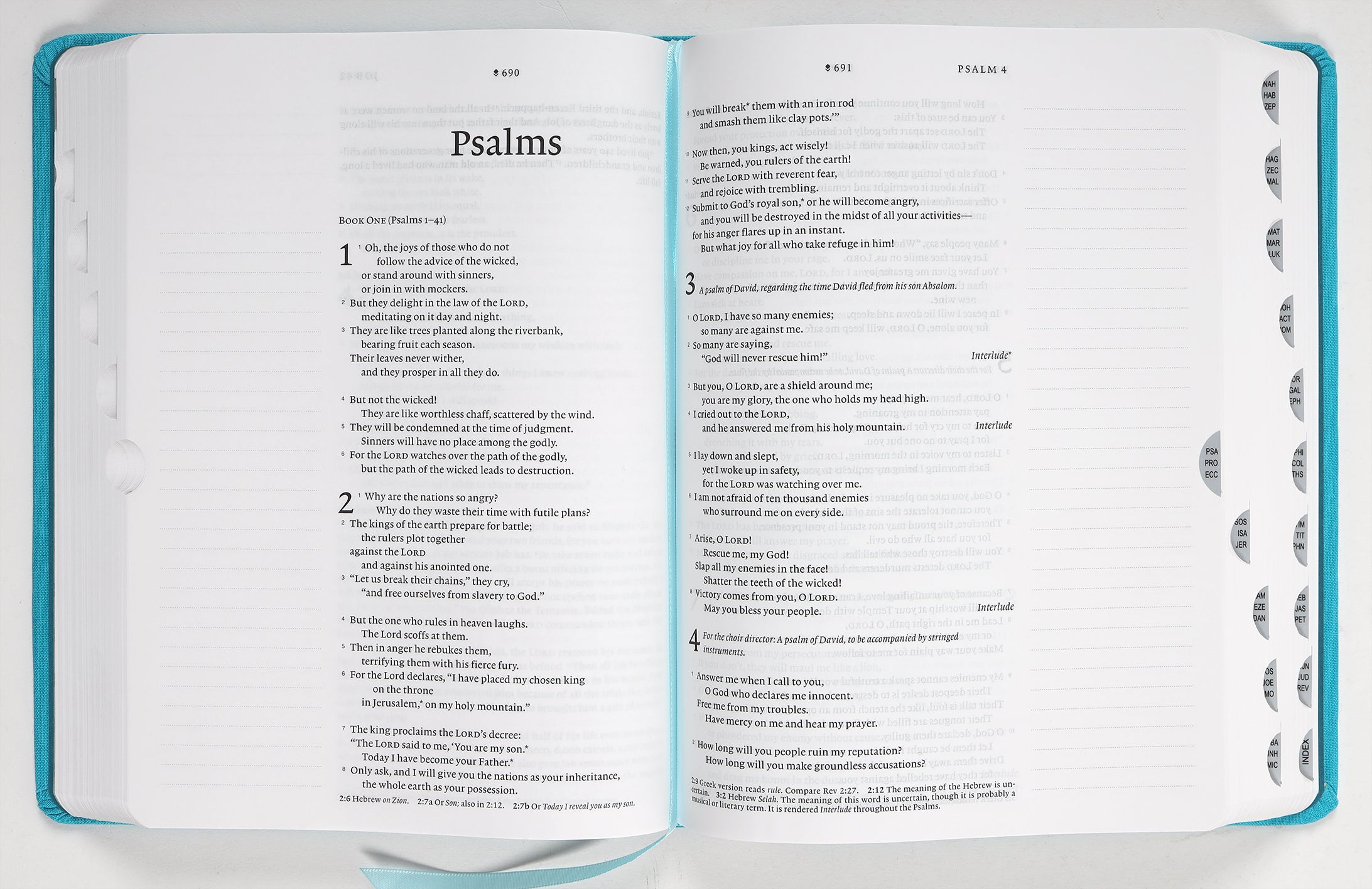 NLT Devotional Journaling Bible with ocean blue floral indexed and red letter edition