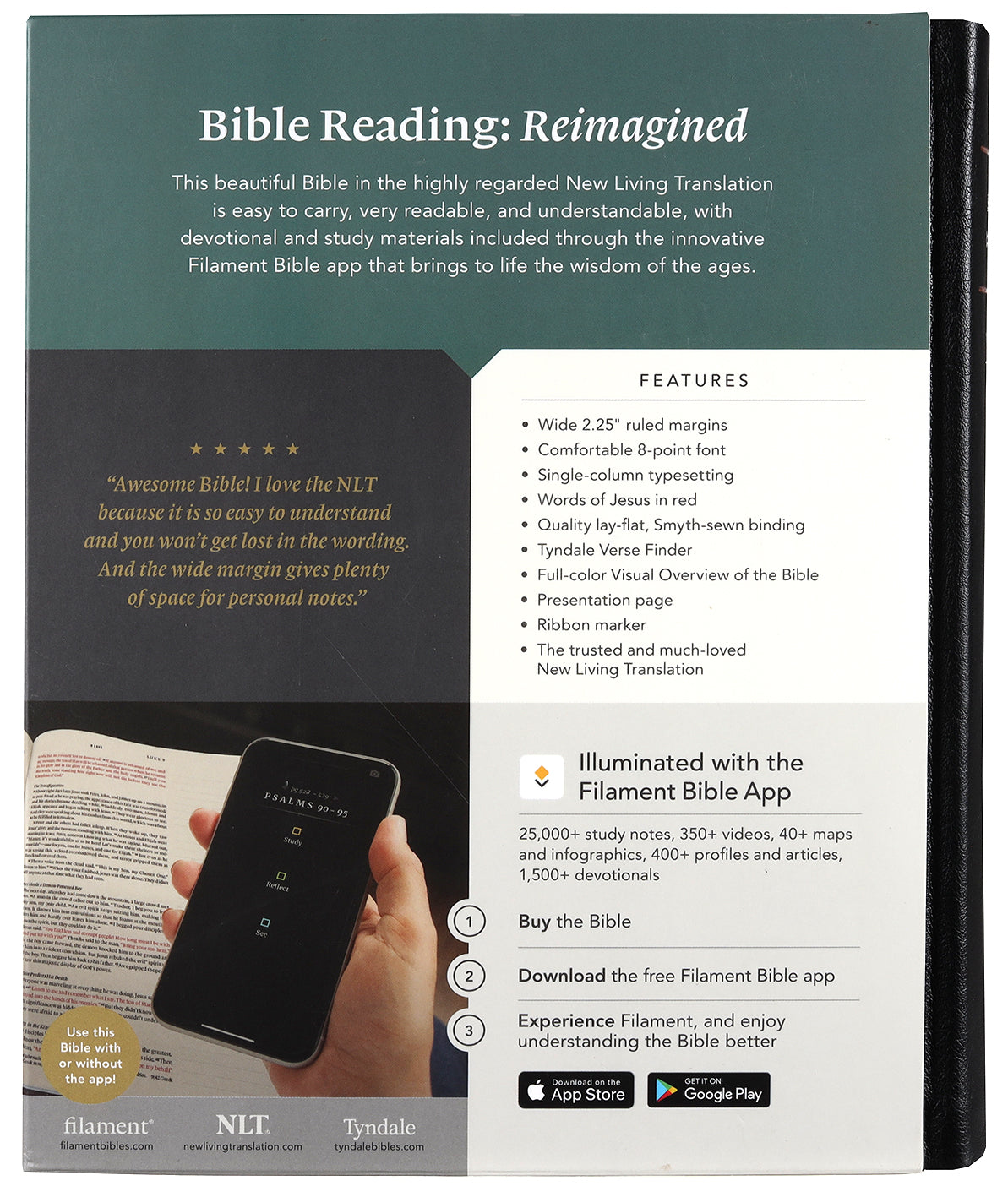 NLT Wide Margin Bible for Note Taking and Prayer Journaling with filament-enabled note taking
