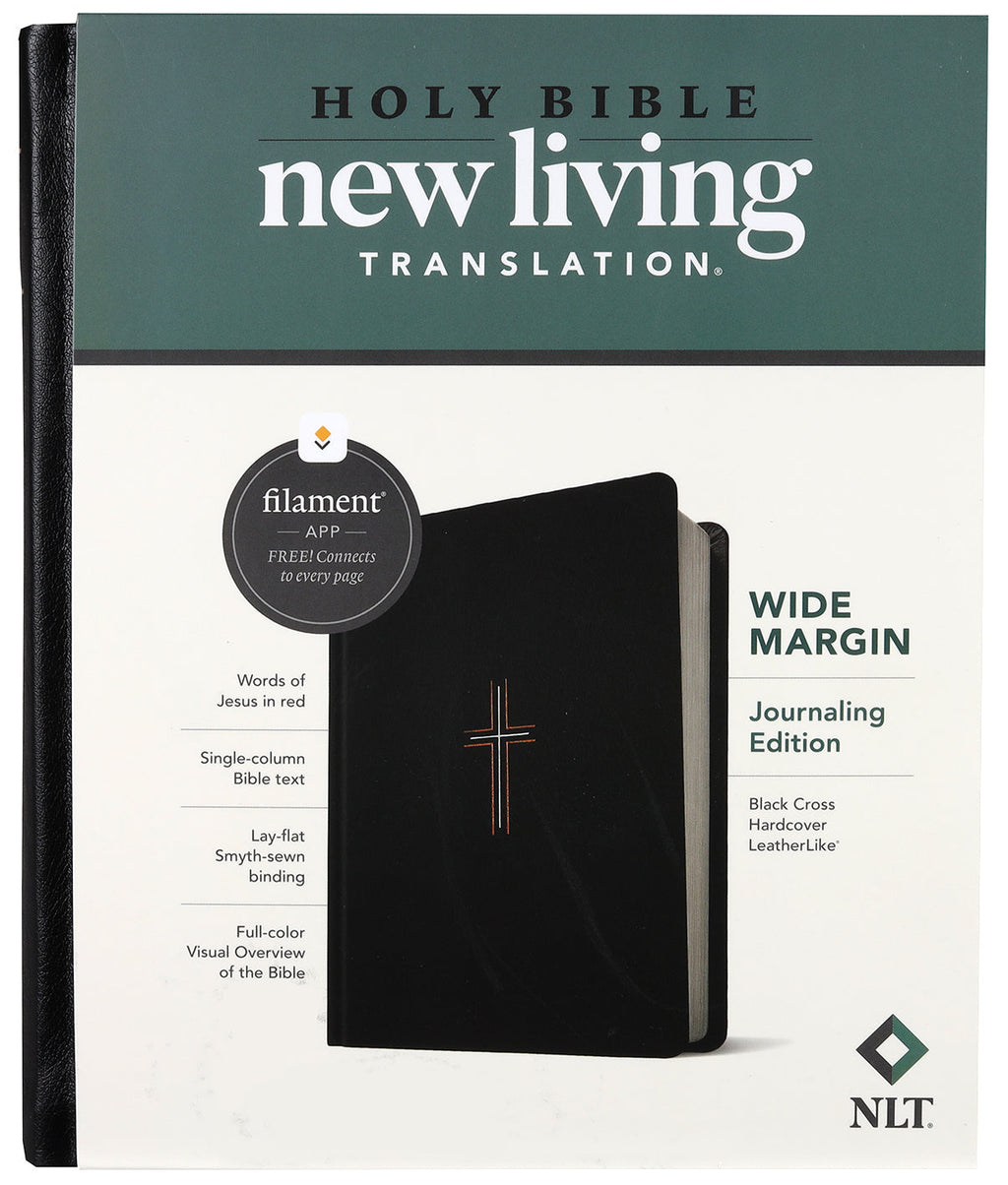 NLT Wide Margin Bible for Note Taking and Prayer Journaling in Black Cross design
