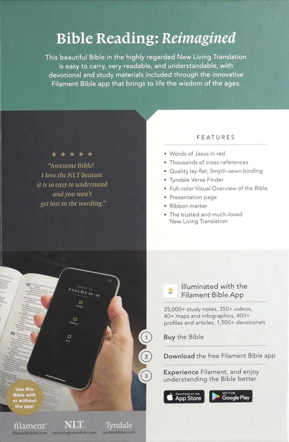 NLT Thinline Reference Bible Filament Enabled Edition Floral Leaf Teal (Red Letter Edition)