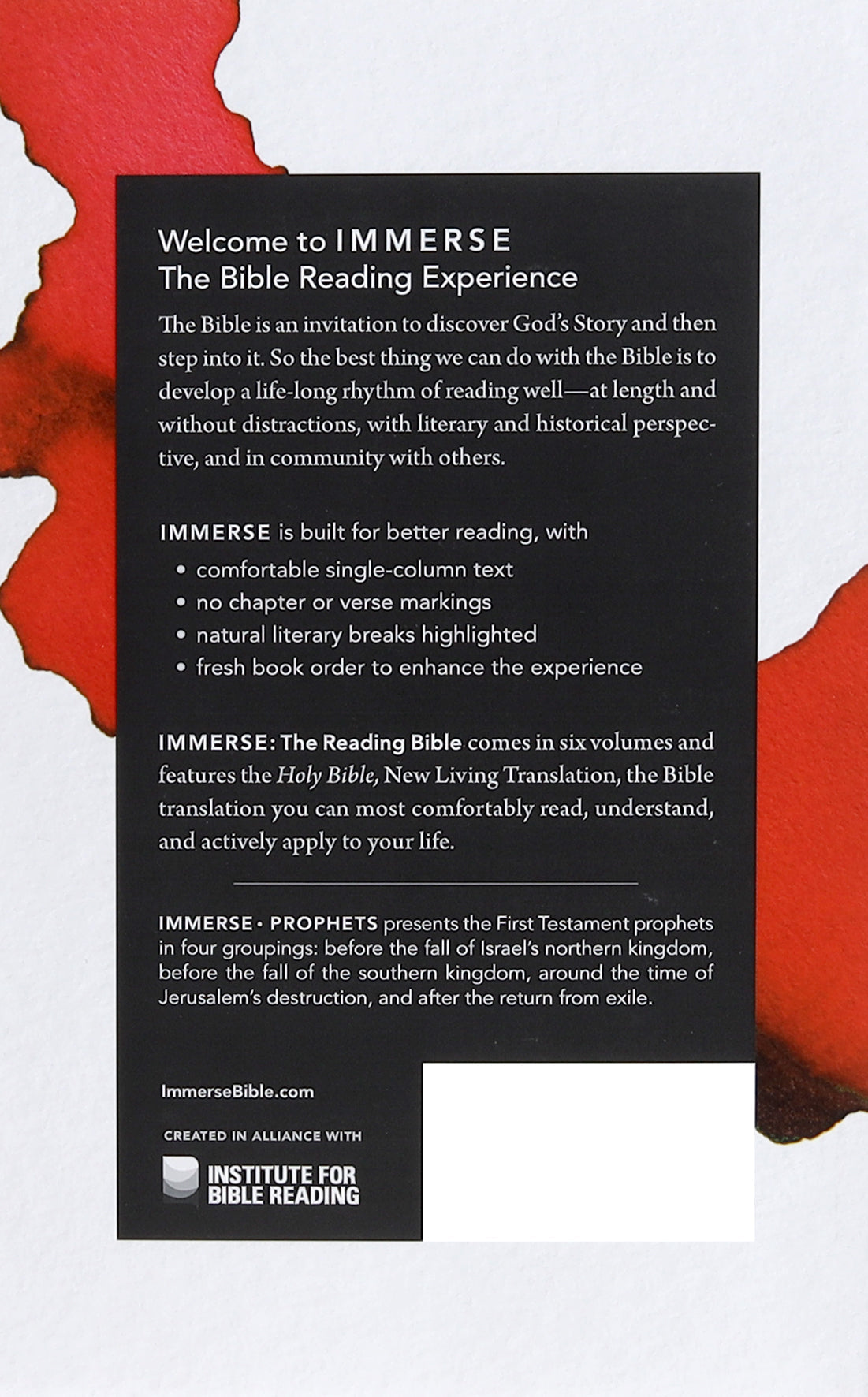 Cover image of the NLT Immerse Prophets, a member of The Reading Bible Series.