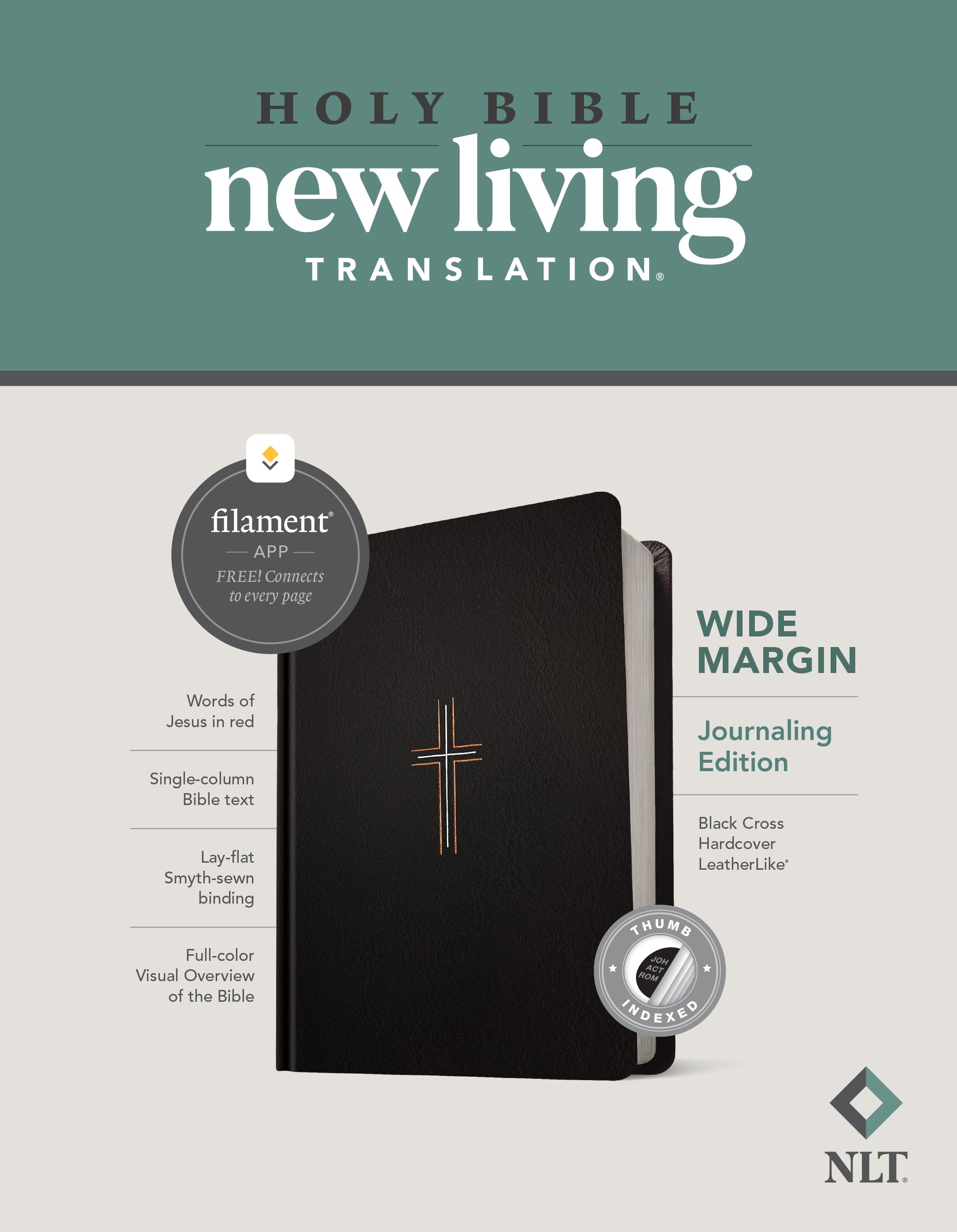 NLT Wide Margin Filament Enabled Bible with Red Letter Edition and Black Cover