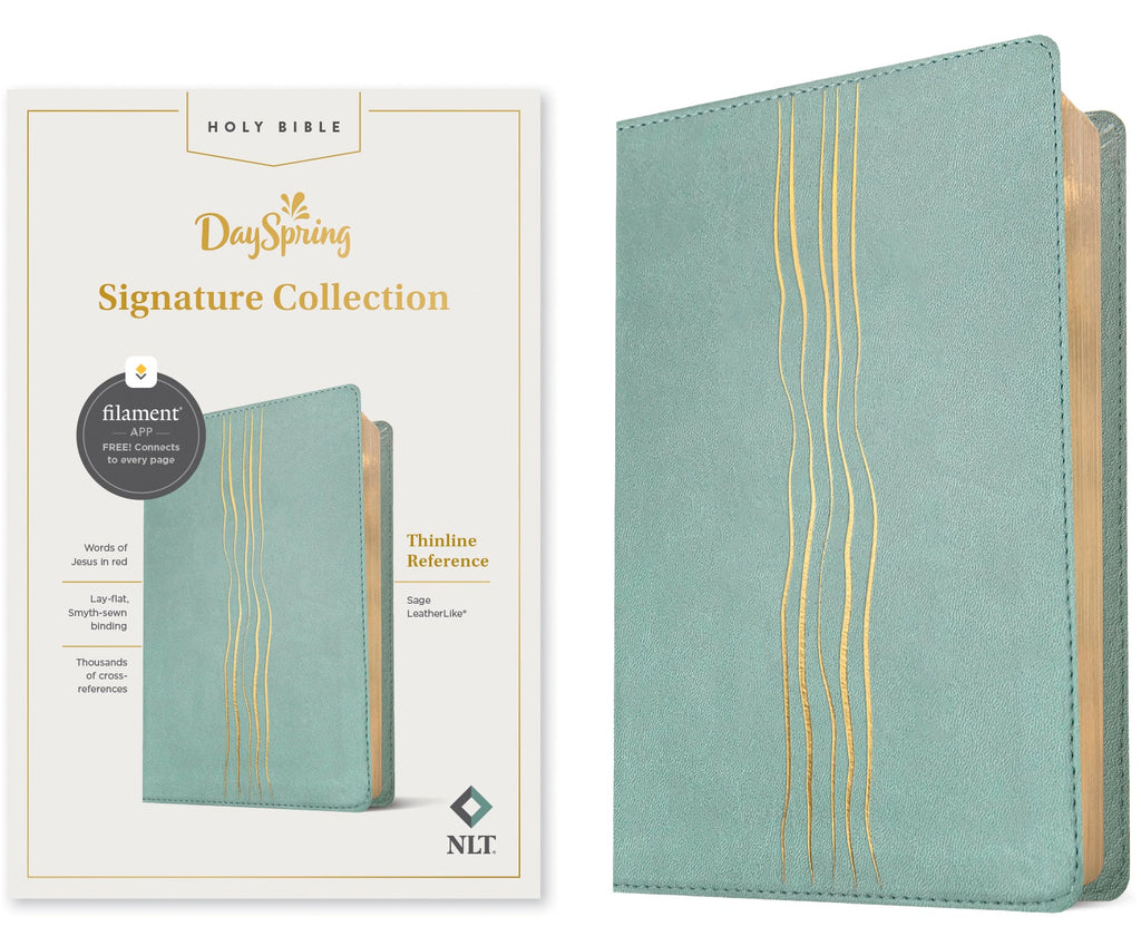 NLT Thinline Reference Bible, Filament Enabled Edition, Sage Dayspring Signature Collection, Red Letter Edition