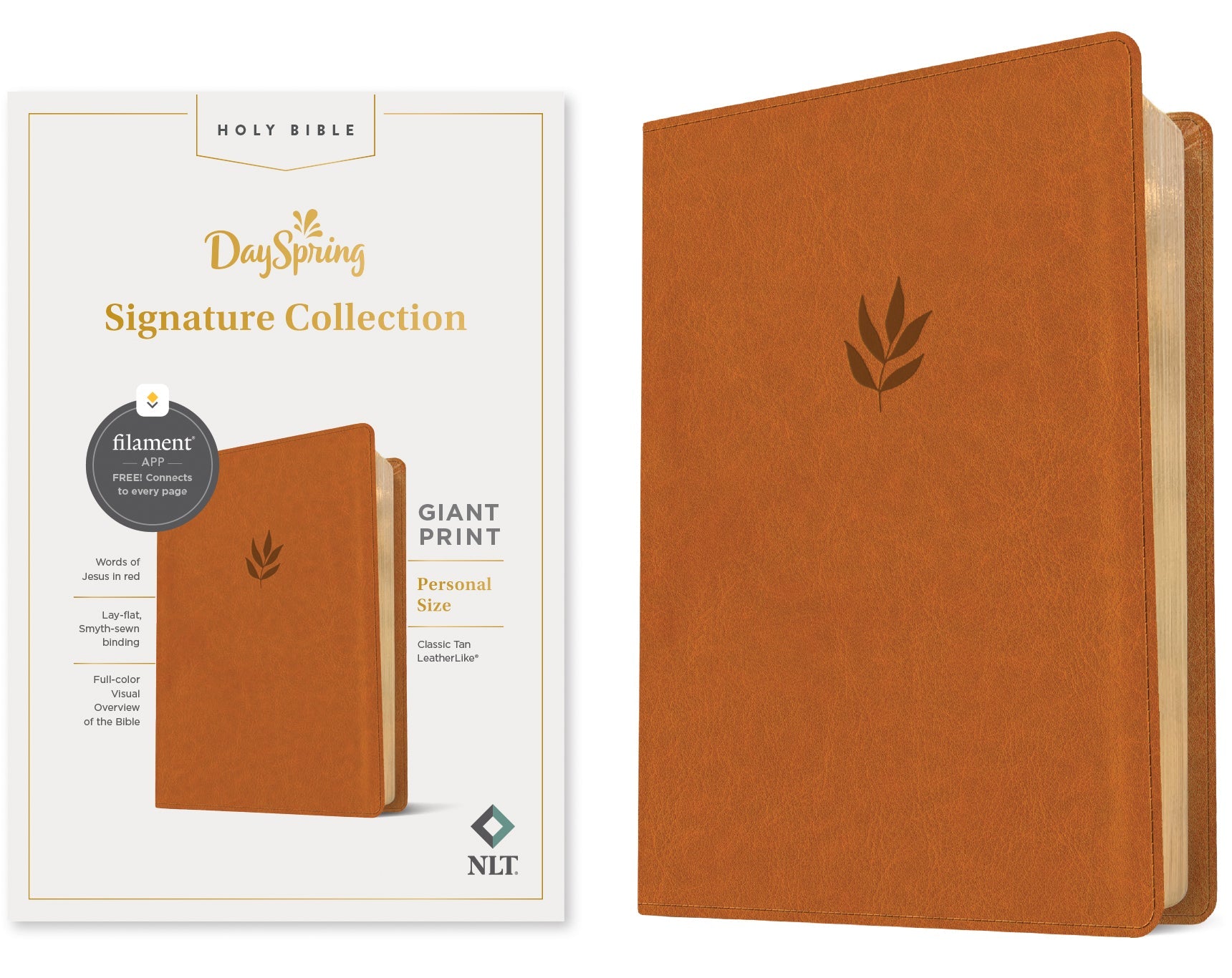 Classic Tan Edition of the New Living Translation Personal Size Giant Print Bible with Filament Enabled
