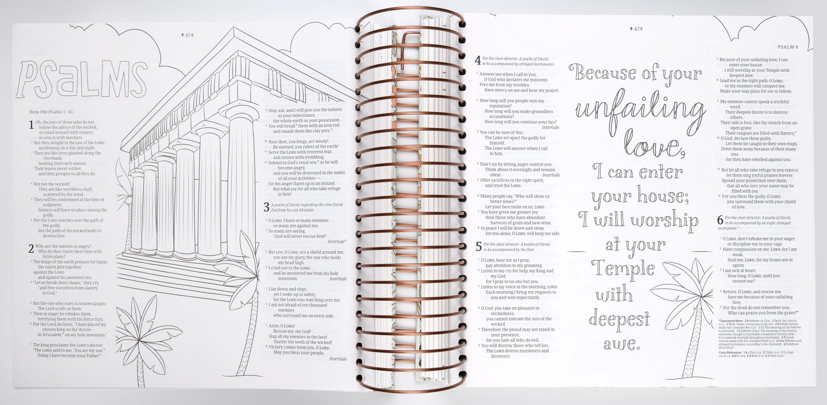 Front cover of the NLT Inspire Devotional Journaling Bible for Women with mint floral garden illustrations