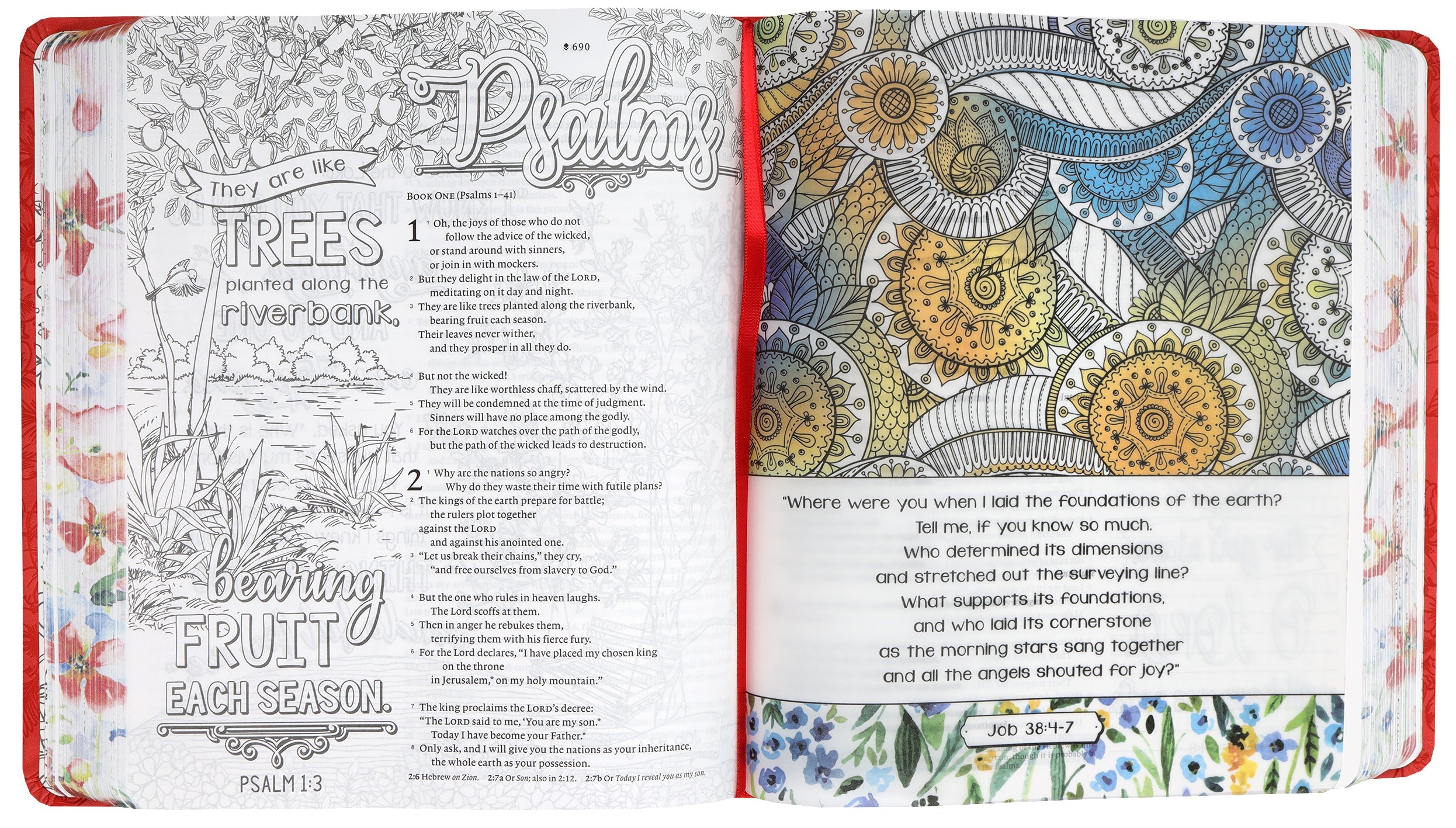 NLT Inspire Faith Bible Filament Enabled Edition Coral Blooms open