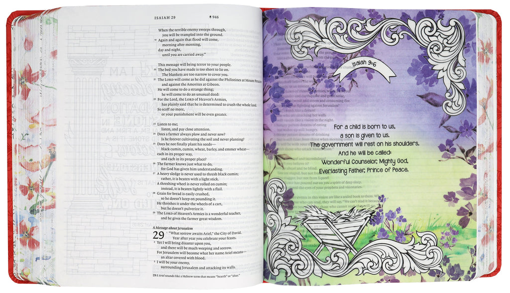 Coral Blooms NLT Inspire Faith Bible Filament Enabled Edition design