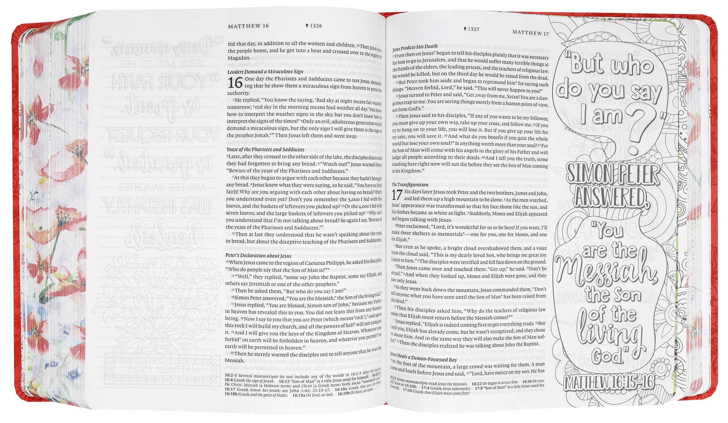 NLT Inspire Faith Bible Filament Enabled Edition Coral Blooms reading
