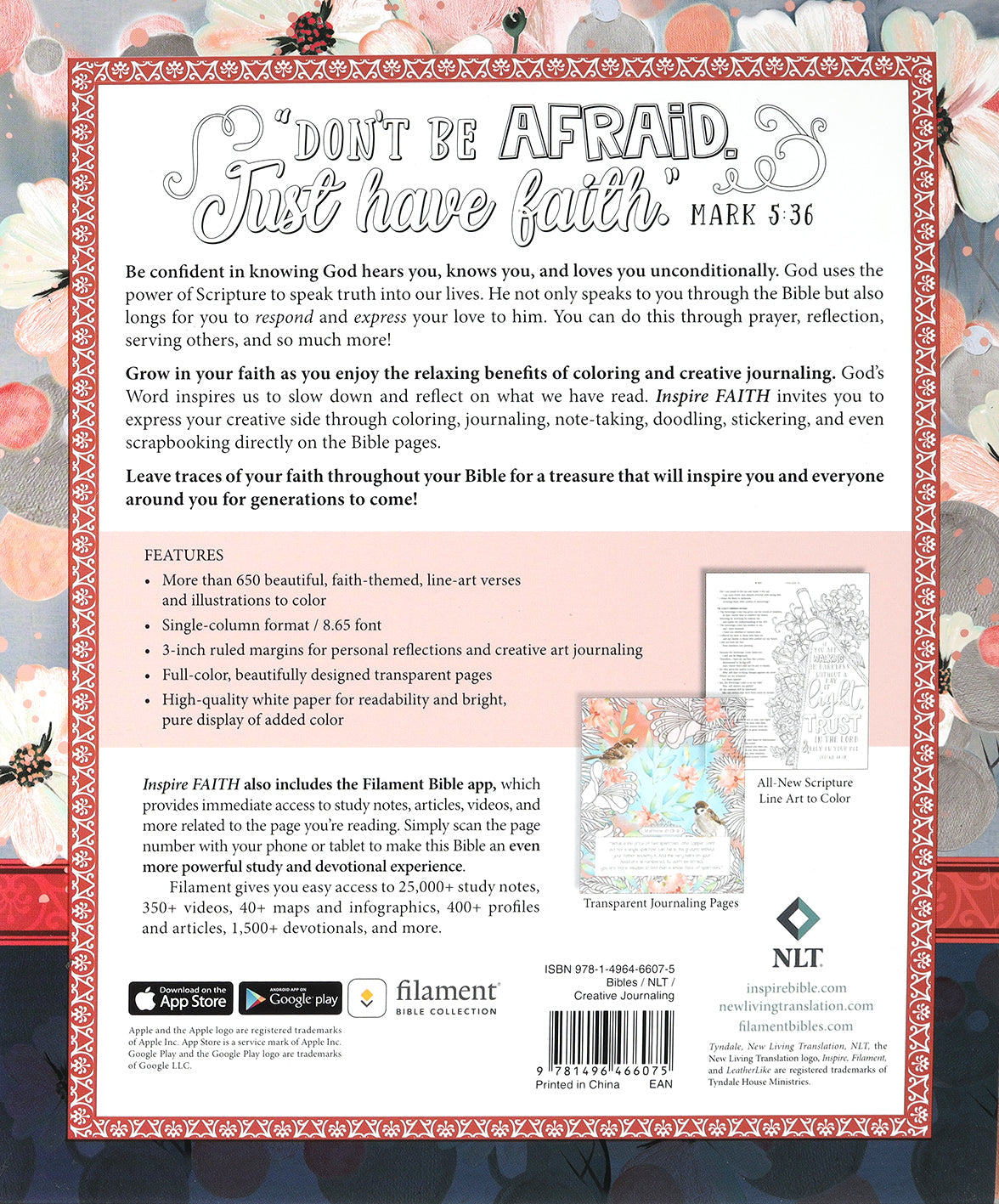 Inspire Faith Bible watercolor garden devotional journal with a lovely floral watercolor design.