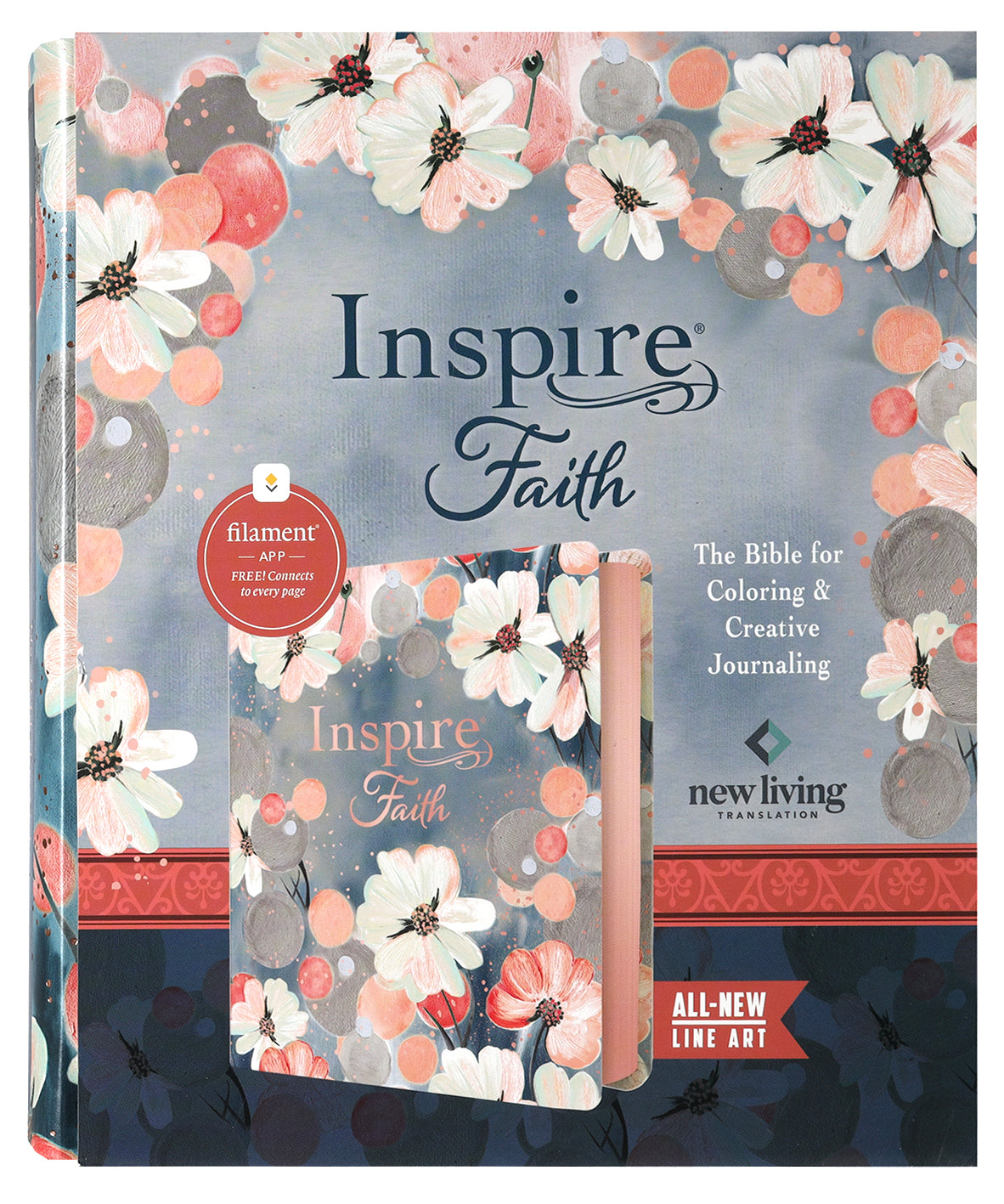 Top view of the Inspire Faith Bible watercolor garden devotional journal with a gorgeous watercolor illustration.