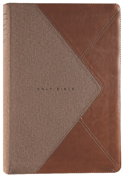 NLT New Living Translation Large Print Thinline Reference Zipper Bible in Camel Leather