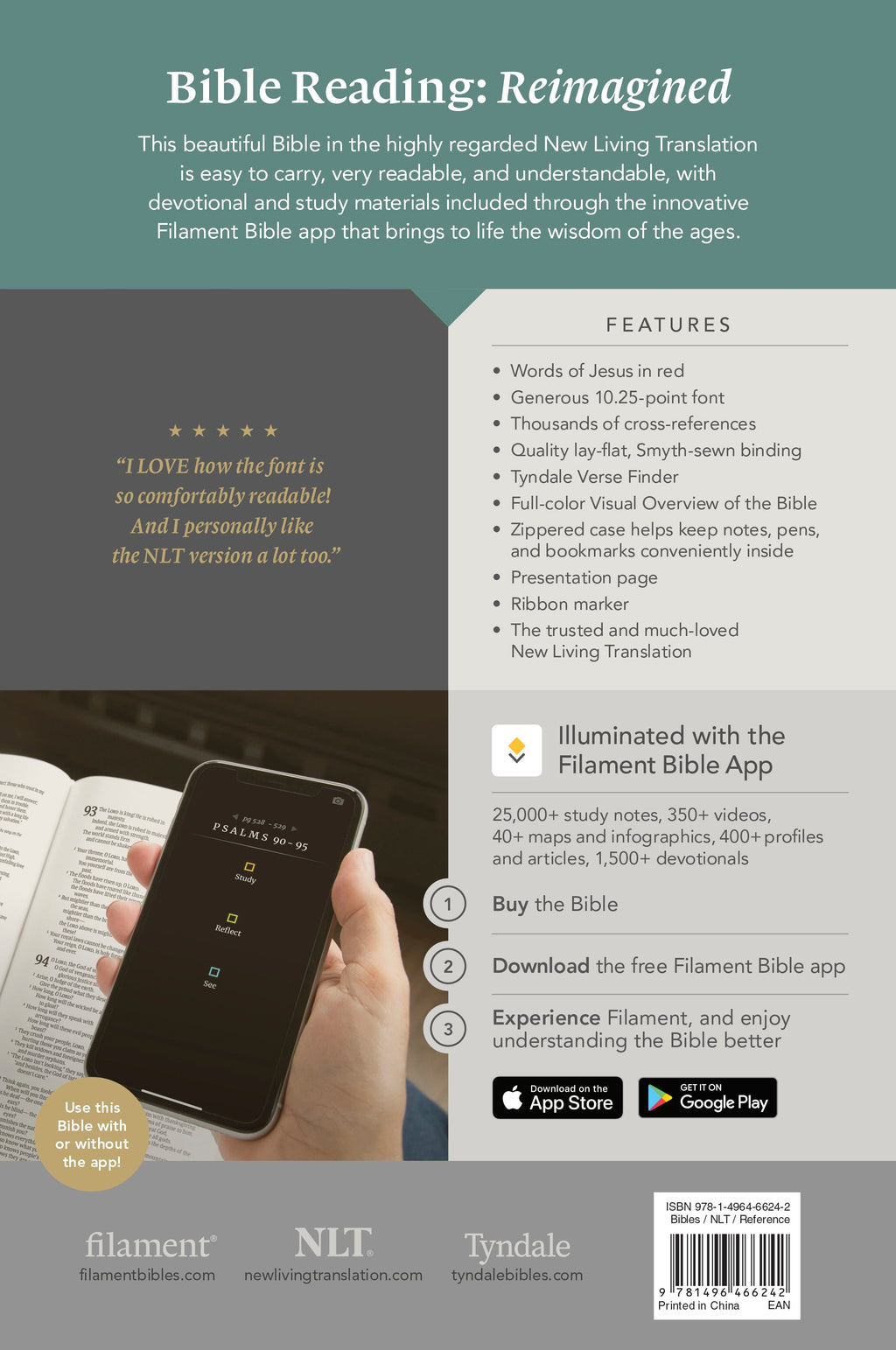NLT New Living Translation Large Print Thinline Reference Zipper Bible with Red Letter Edition