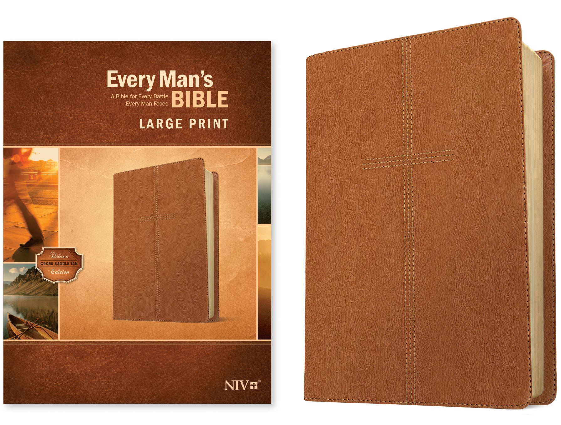 Large print cross reference study Bible, NIV translation, Every Man's Edition, Saddle Tan binding
