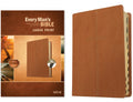 NIV Large Print Cross Reference Bible, Every Man's Edition, Leather Bound, Indexed, Saddle Tan