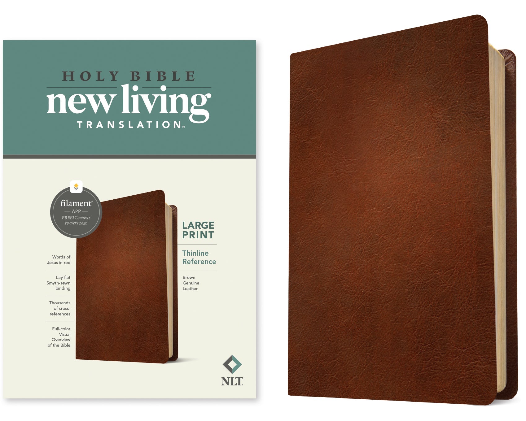 NLT Large Print Thinline Reference Bible Filament Enabled Edition Brown (Red Letter Edition)