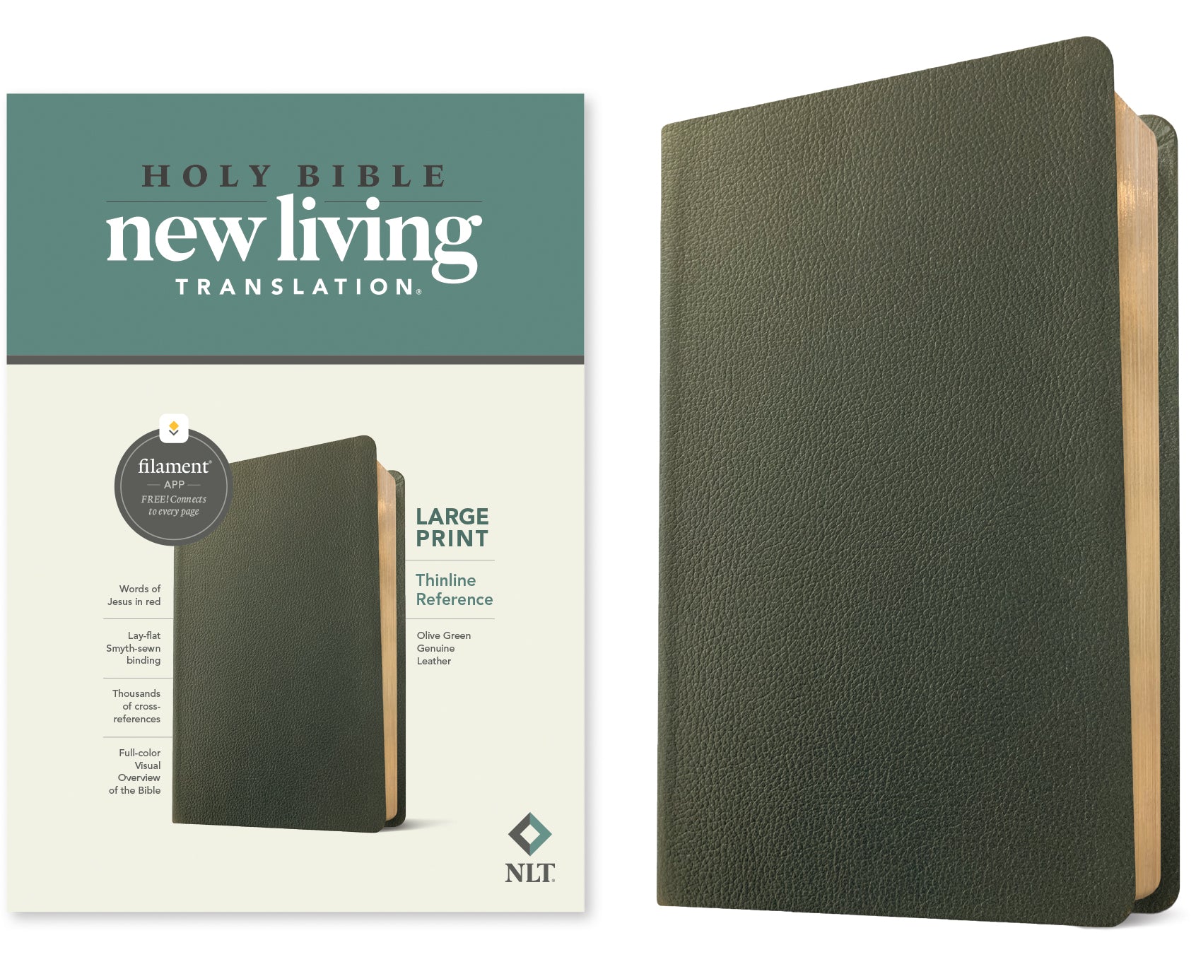 Large Print Thinline Reference Bible with Filament Enabled Edition in Olive Green (Red Letter Edition)