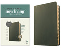 NLT Large Print Thinline Reference Bible with filament enabled edition features olive green indexed pages and red letter edit