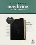 NLT Wide Margin Bible with red letter edition and black cover, featuring wide margins for notes.