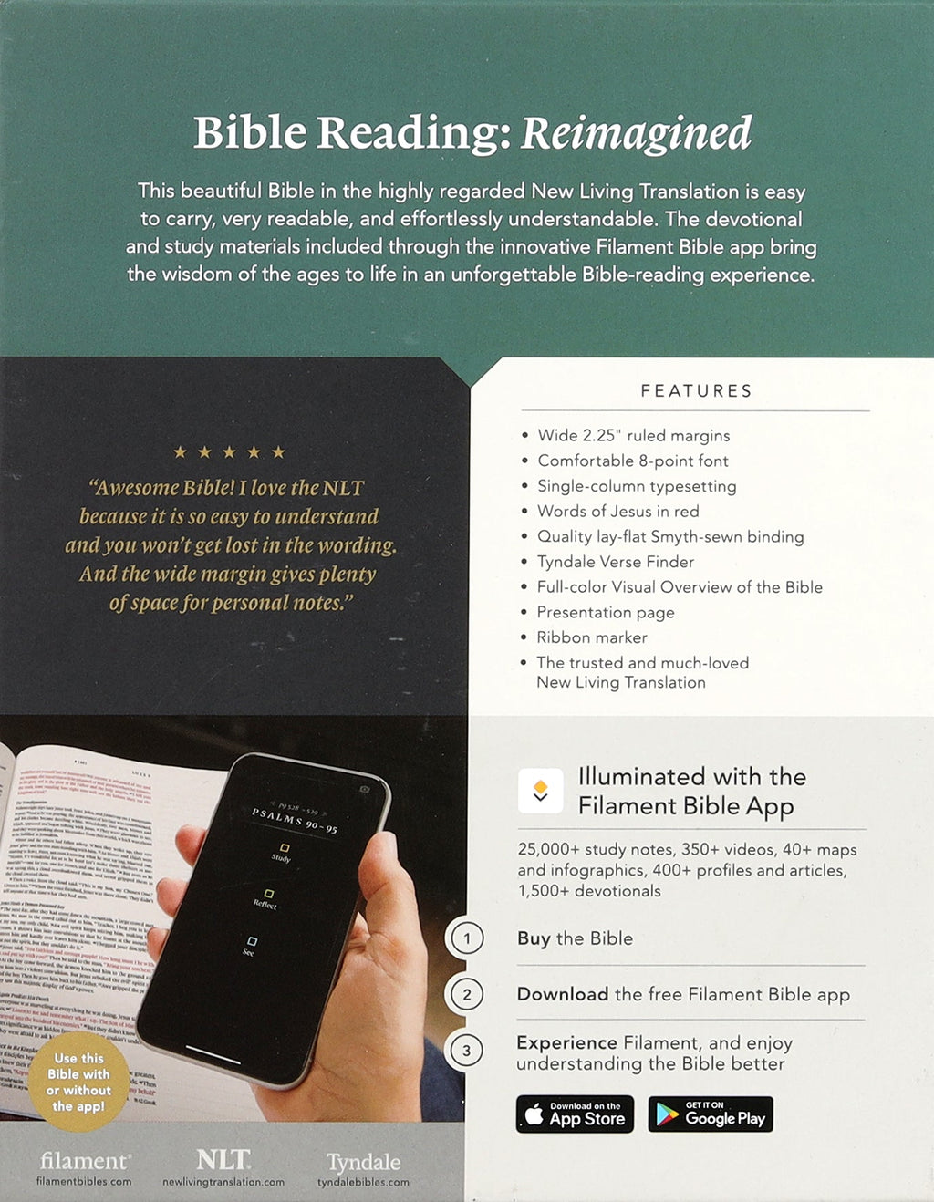 NLT Wide Margin Bible Filament Enabled Edition Black (Red Letter Edition)