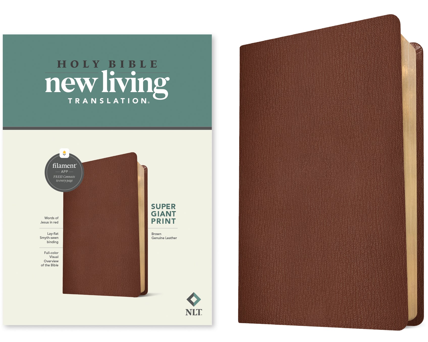 NLT Super Giant Print Bible Filament-Enabled Edition Brown (Red Letter Edition)