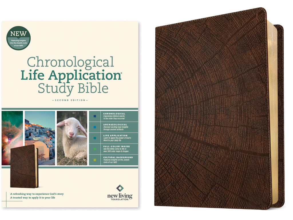 NLT Chronological Life Application Study Bible 2nd Edition Heritage Oak Brown