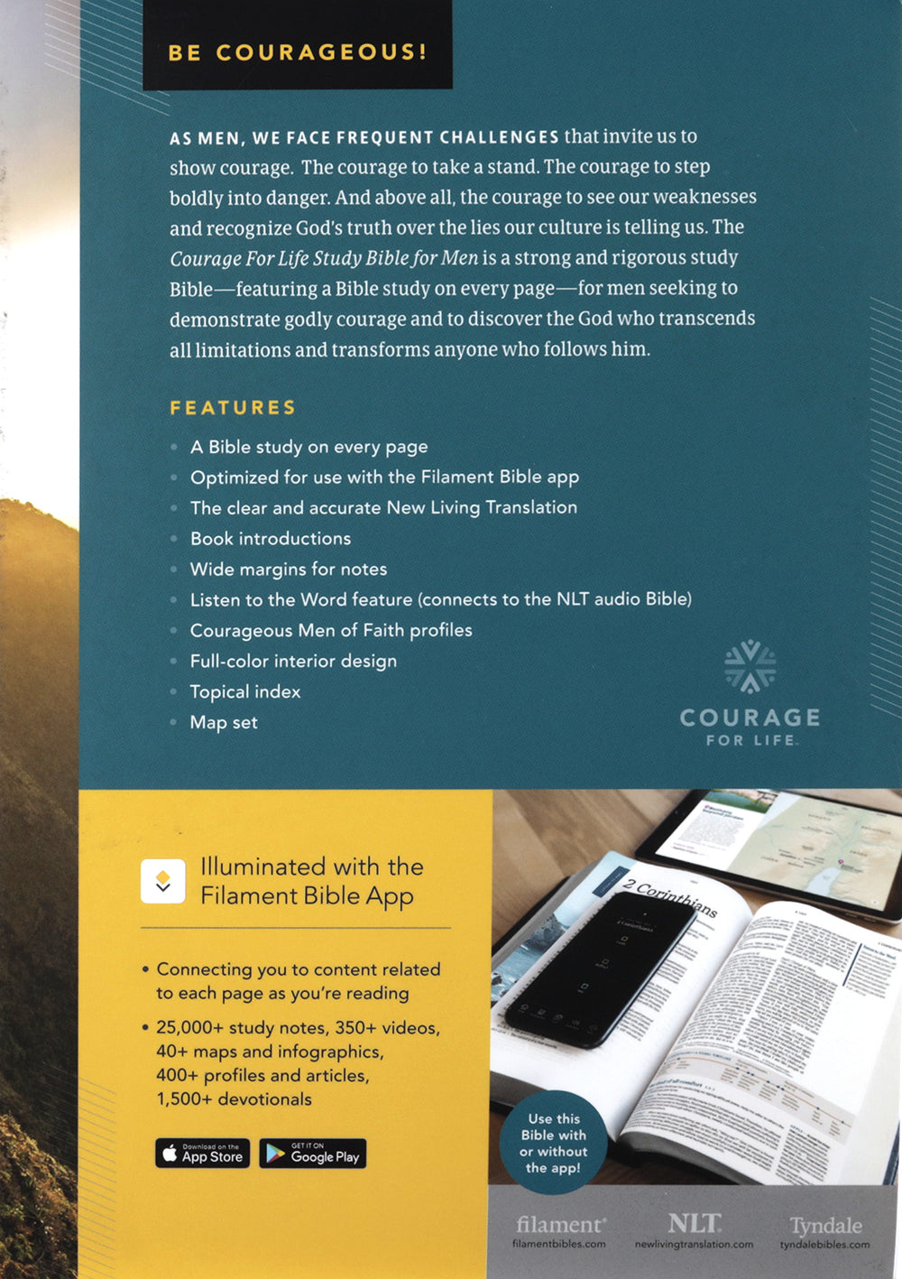 Men's Courage for Life Study Bible with innovative filament-enabled edition