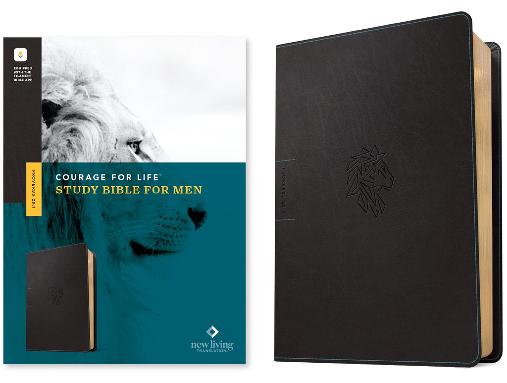 NLT Courage For Life Study Bible For Men Filament-Enabled Edition Onyx Lion book
