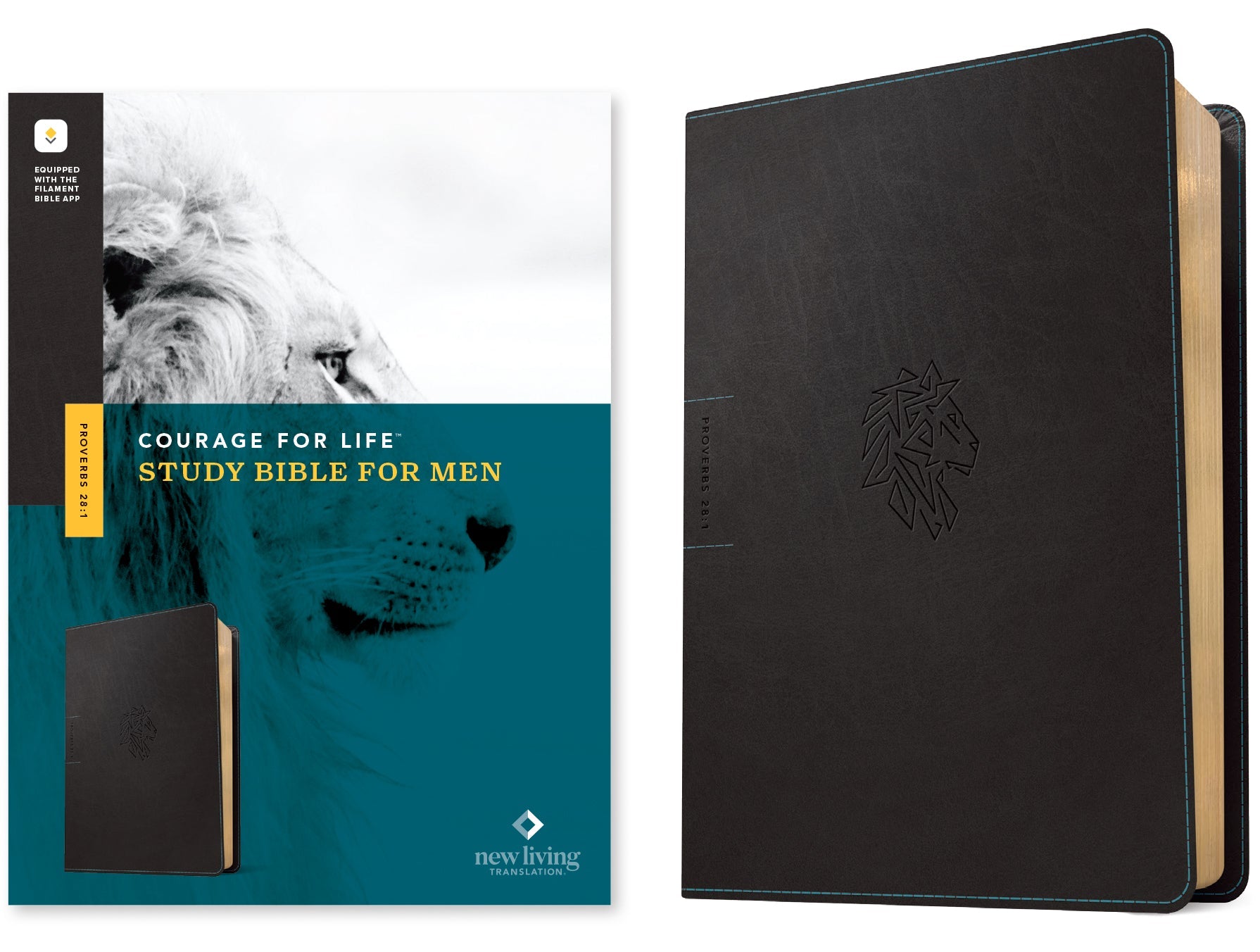 NLT Courage For Life Study Bible For Men Filament-Enabled Edition Onyx Lion book