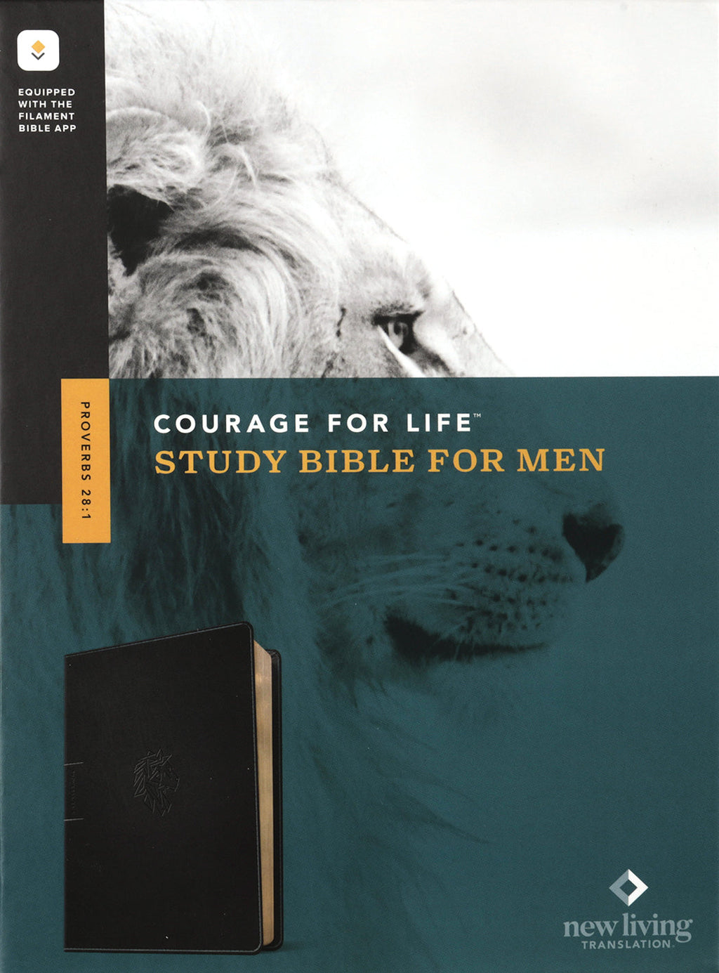 NLT Courage For Life Study Bible For Men Filament-Enabled Edition Onyx Lion book