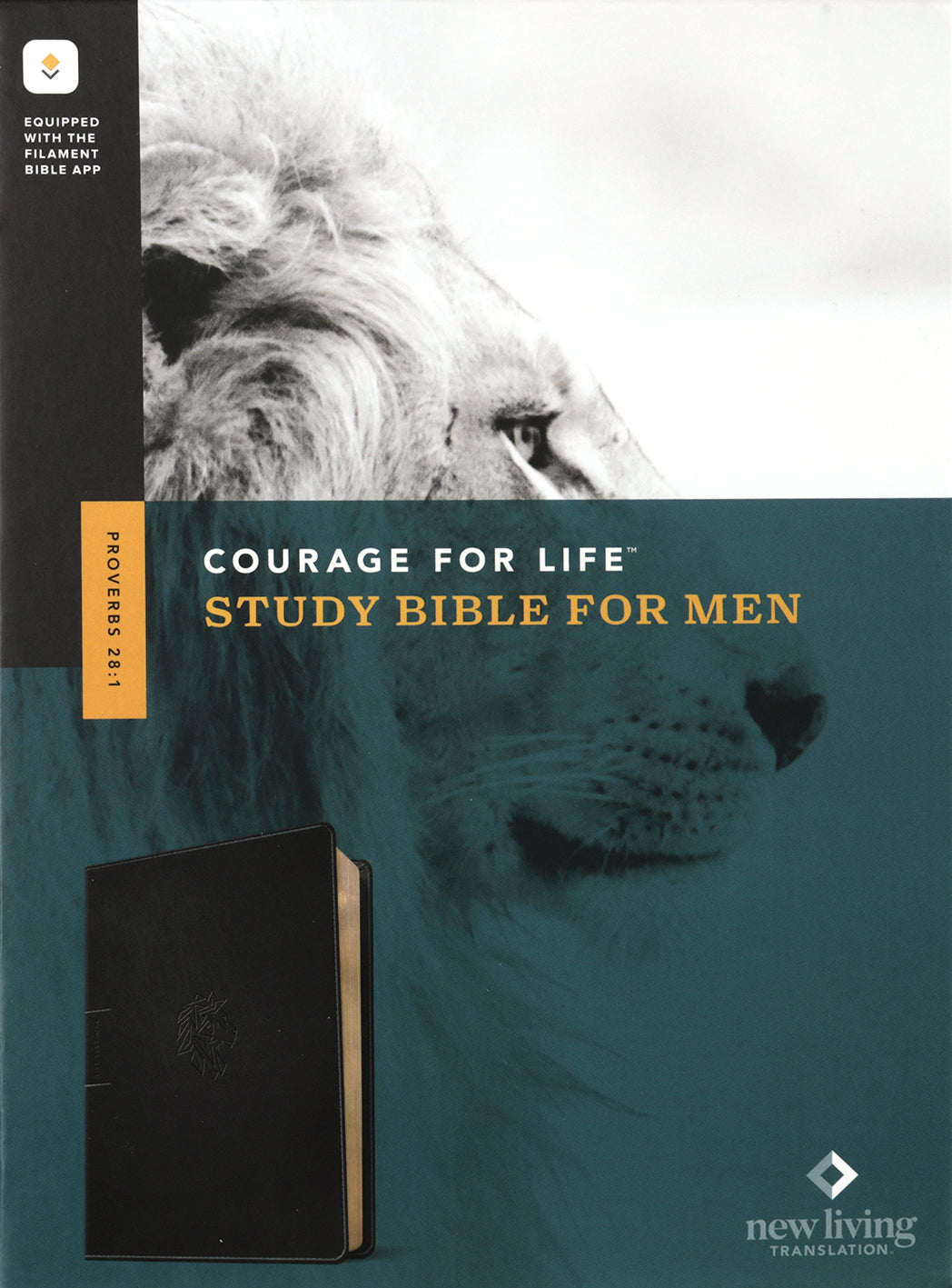 NLT Courage For Life Study Bible For Men Filament-Enabled Edition Onyx Lion book