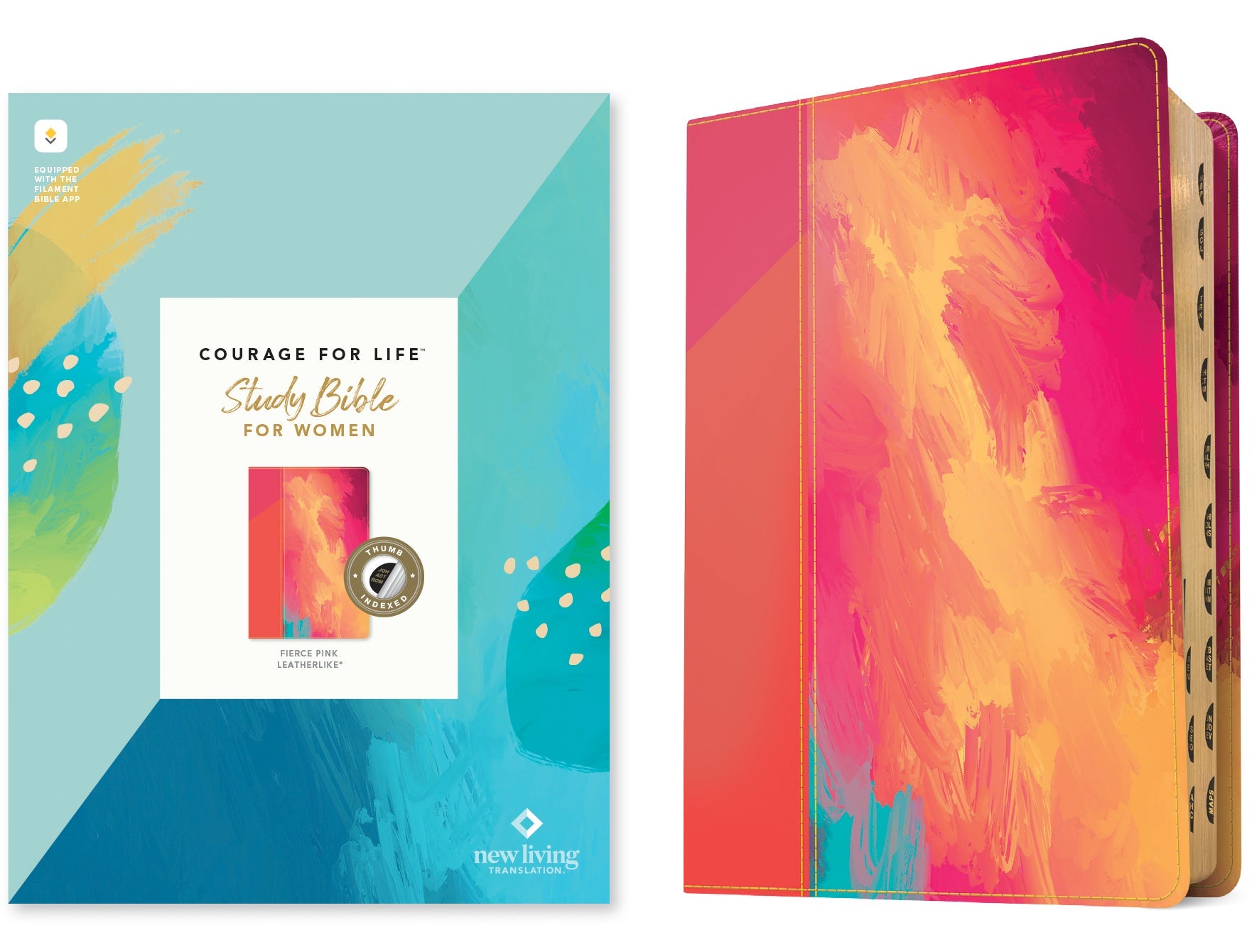 NLT Courage For Life Study Bible For Women in Fierce Pink Indexed Filament-Enabled Edition