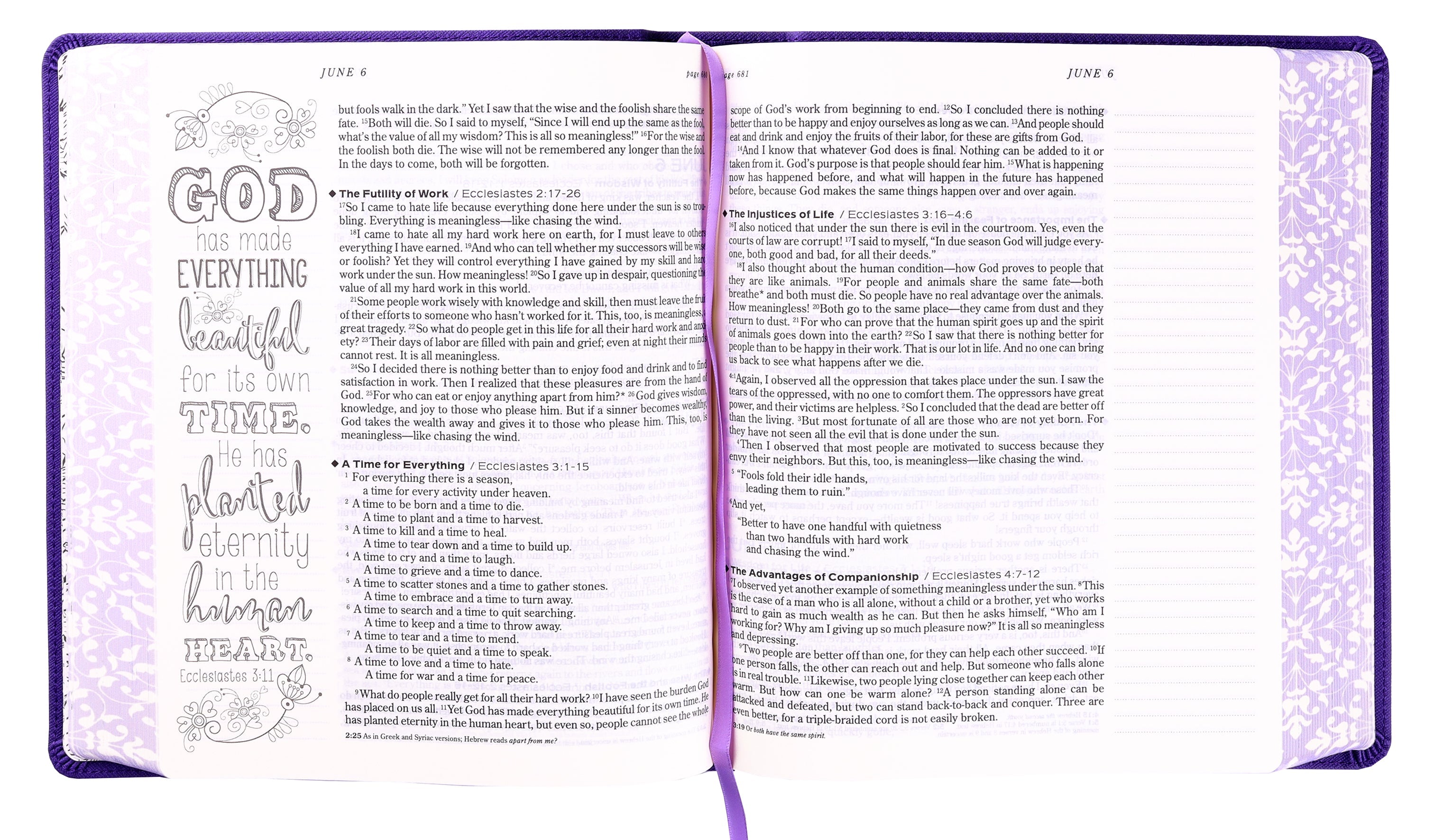 NLT One Year Chronological Bible Expressions Imperial Purple Journal